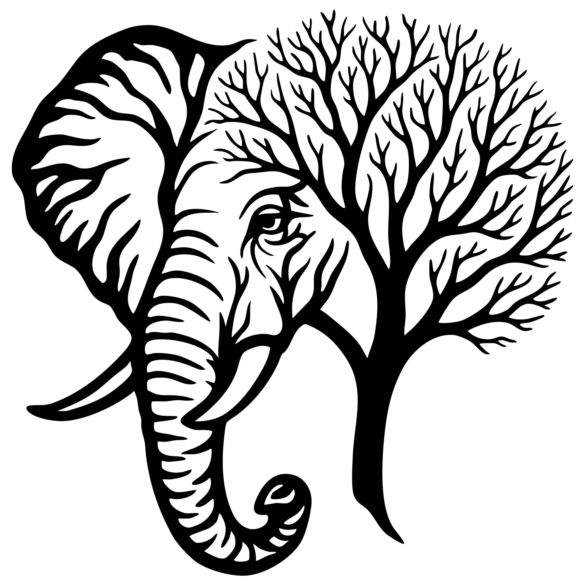 Elephant Tree Head DXF File – CNC Cutting Design | AWELEPHANT113
