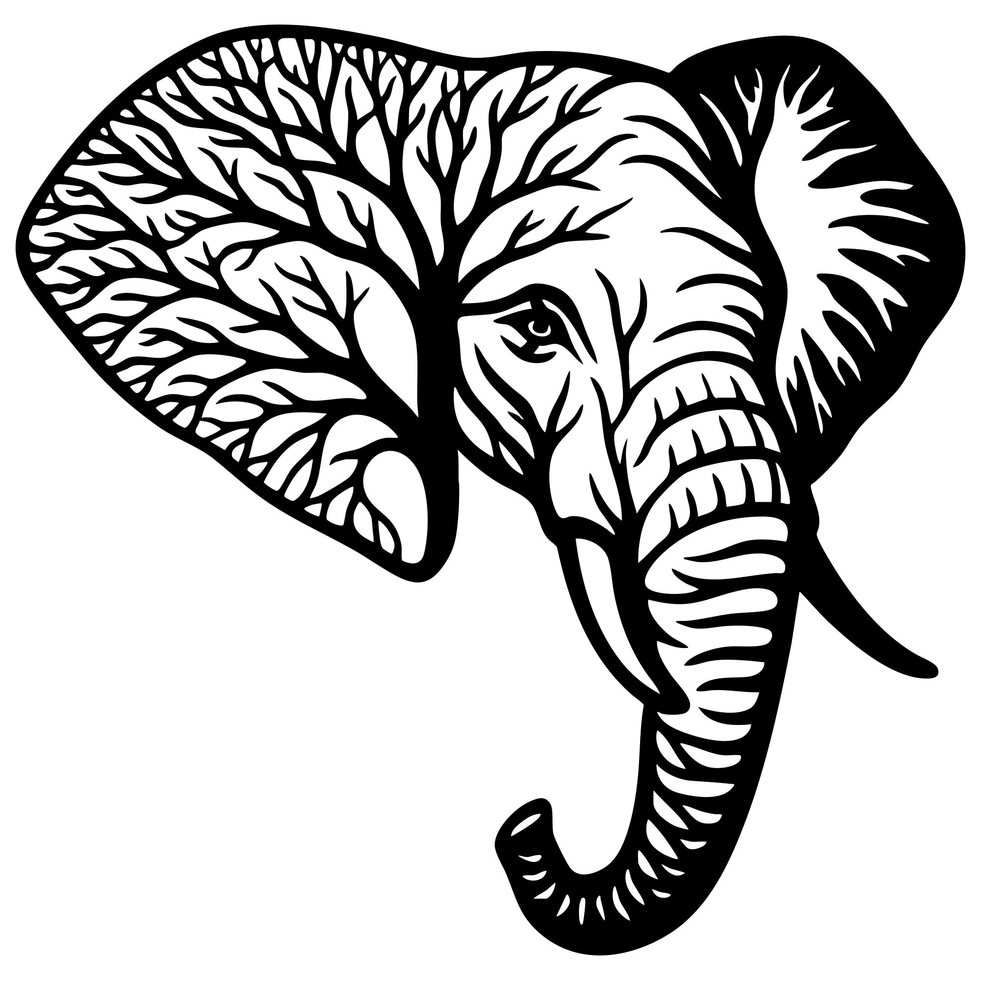 Elephant Tree Head DXF File – CNC Cutting Design | AWELEPHANT115