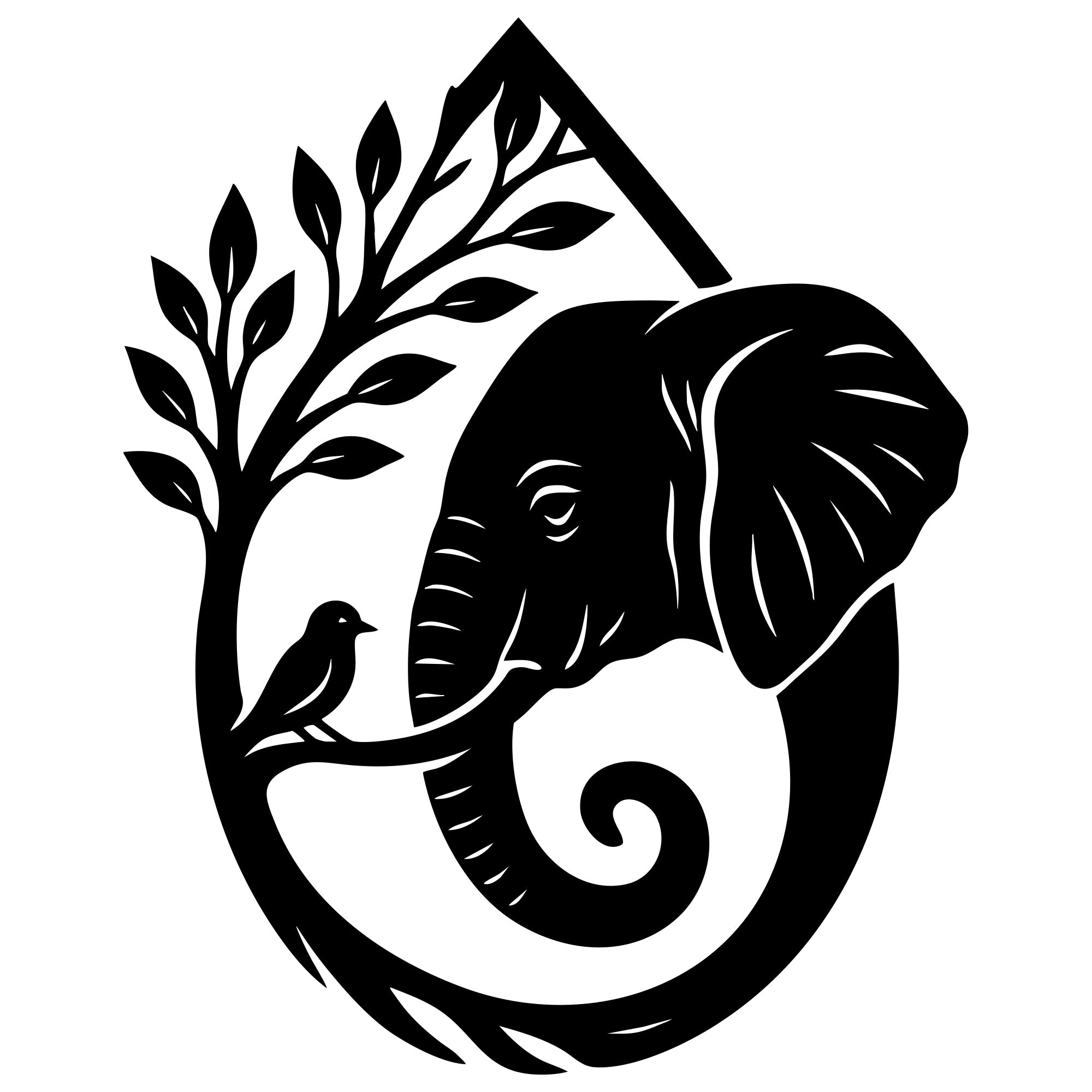 Elephant Tree Head DXF File – CNC Cutting Design | AWELEPHANT119