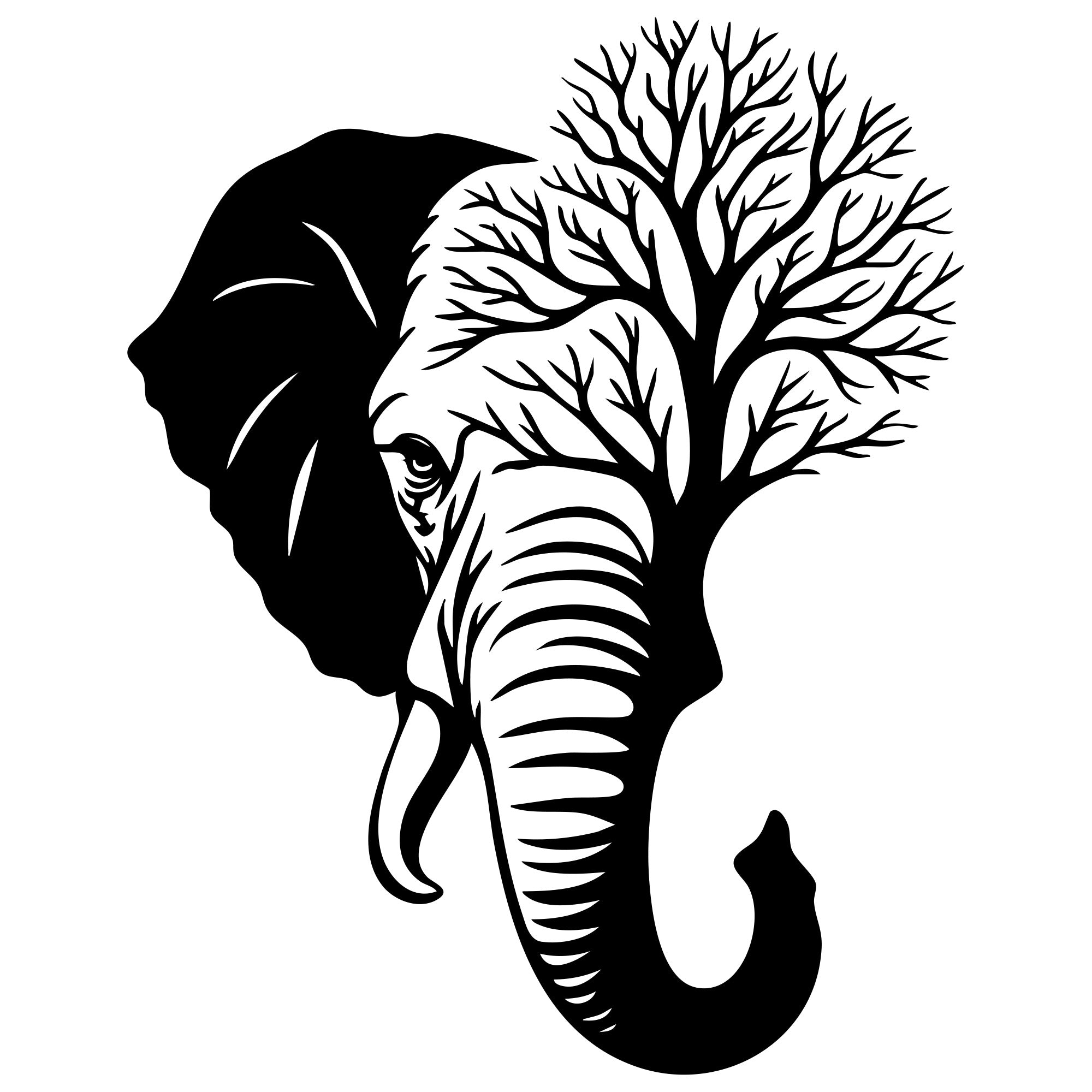 Elephant Tree Head DXF File – CNC Cutting Design | AWELEPHANT126