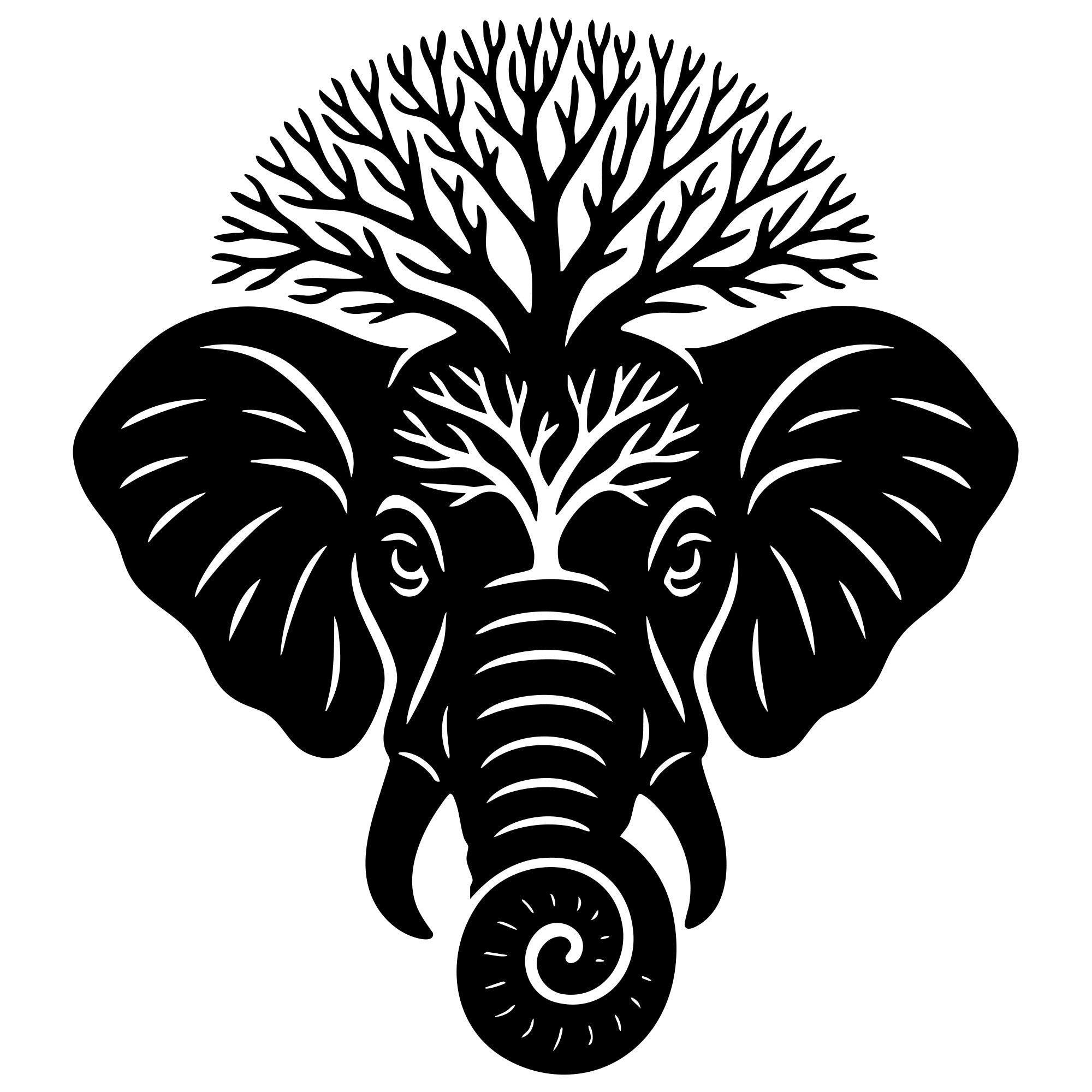 Elephant Tree Head DXF File – CNC Cutting Design | AWELEPHANT128
