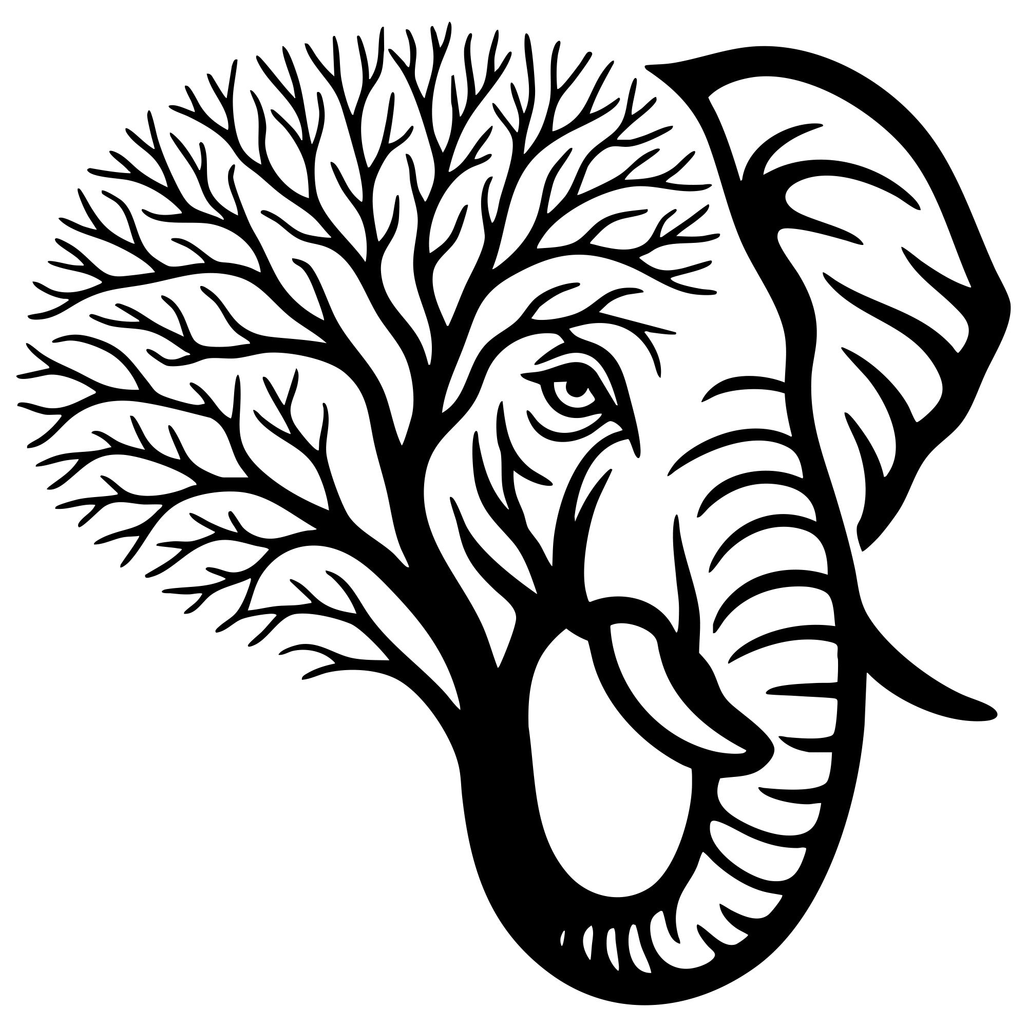Elephant Tree Head DXF File – CNC Cutting Design | AWELEPHANT13