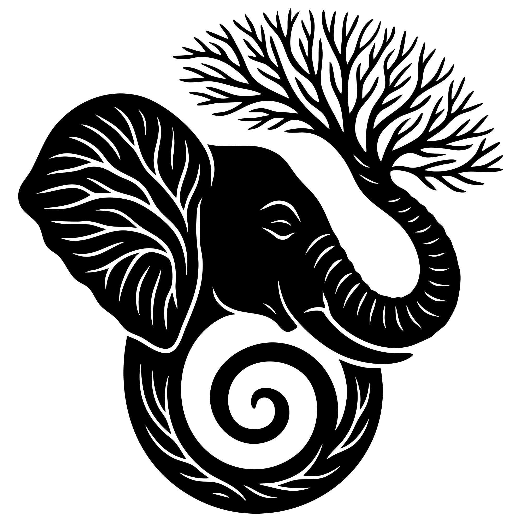 Elephant Tree Head DXF File – CNC Cutting Design | AWELEPHANT132