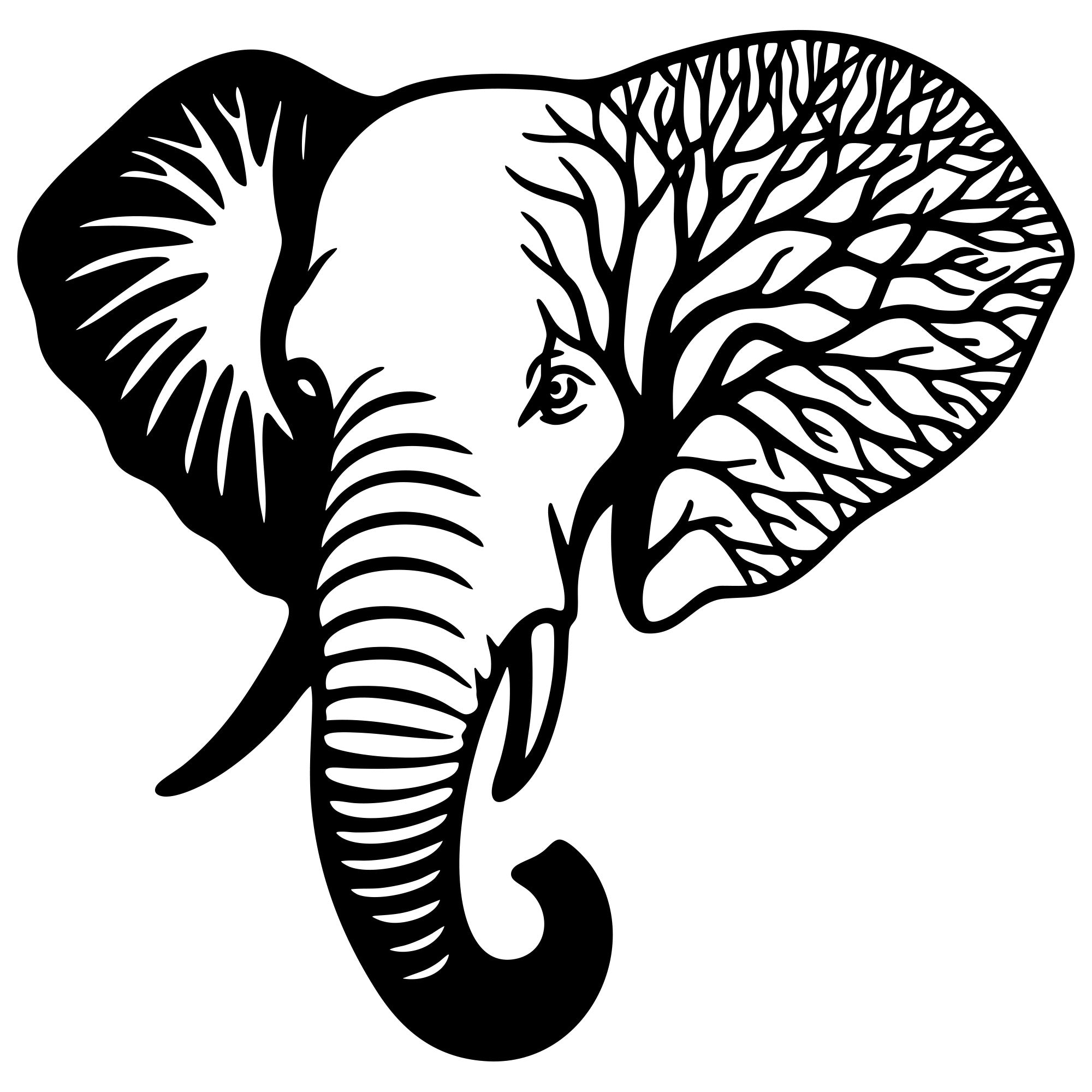 Elephant Tree Head DXF File – CNC Cutting Design | AWELEPHANT14