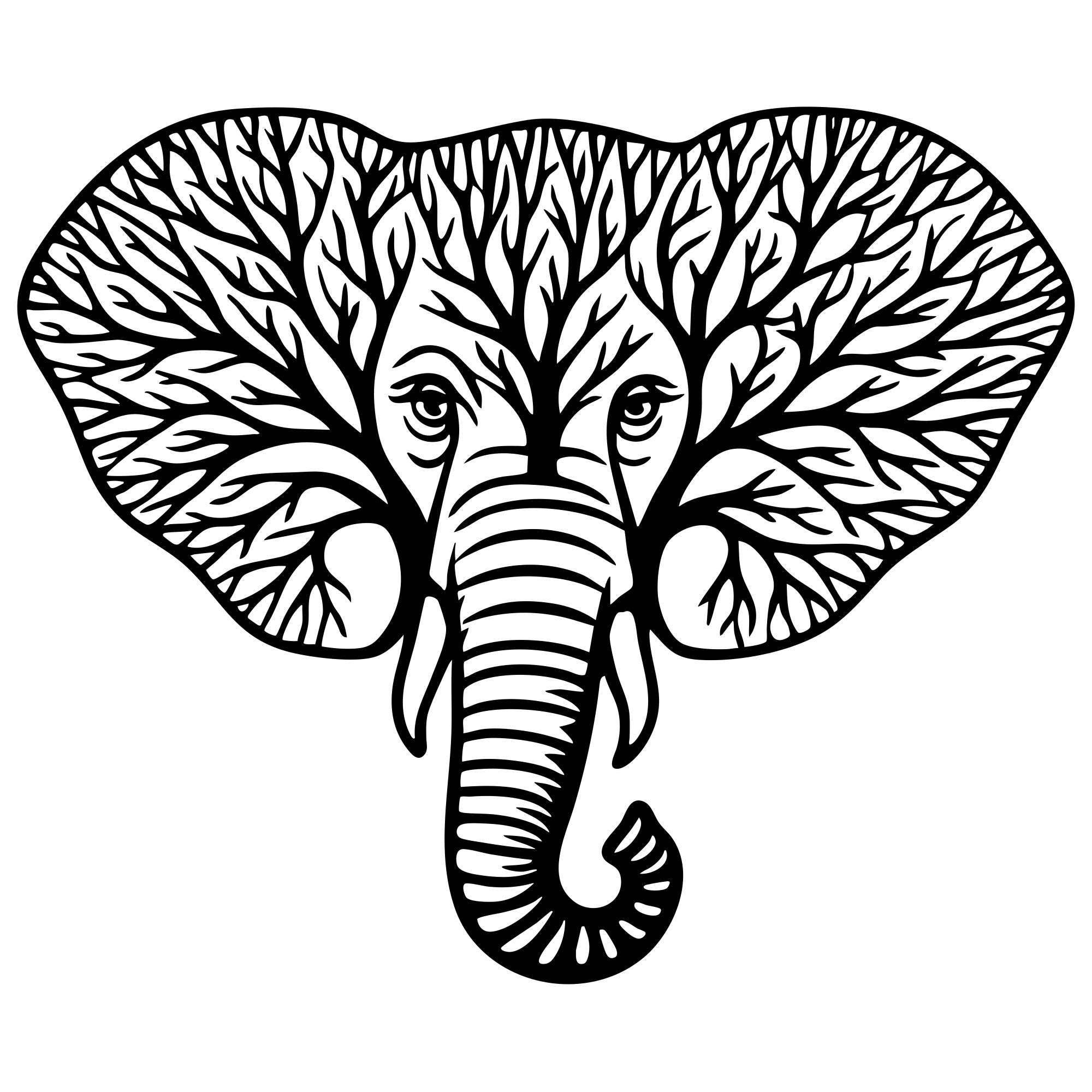 Elephant Tree Head DXF File – CNC Cutting Design | AWELEPHANT15