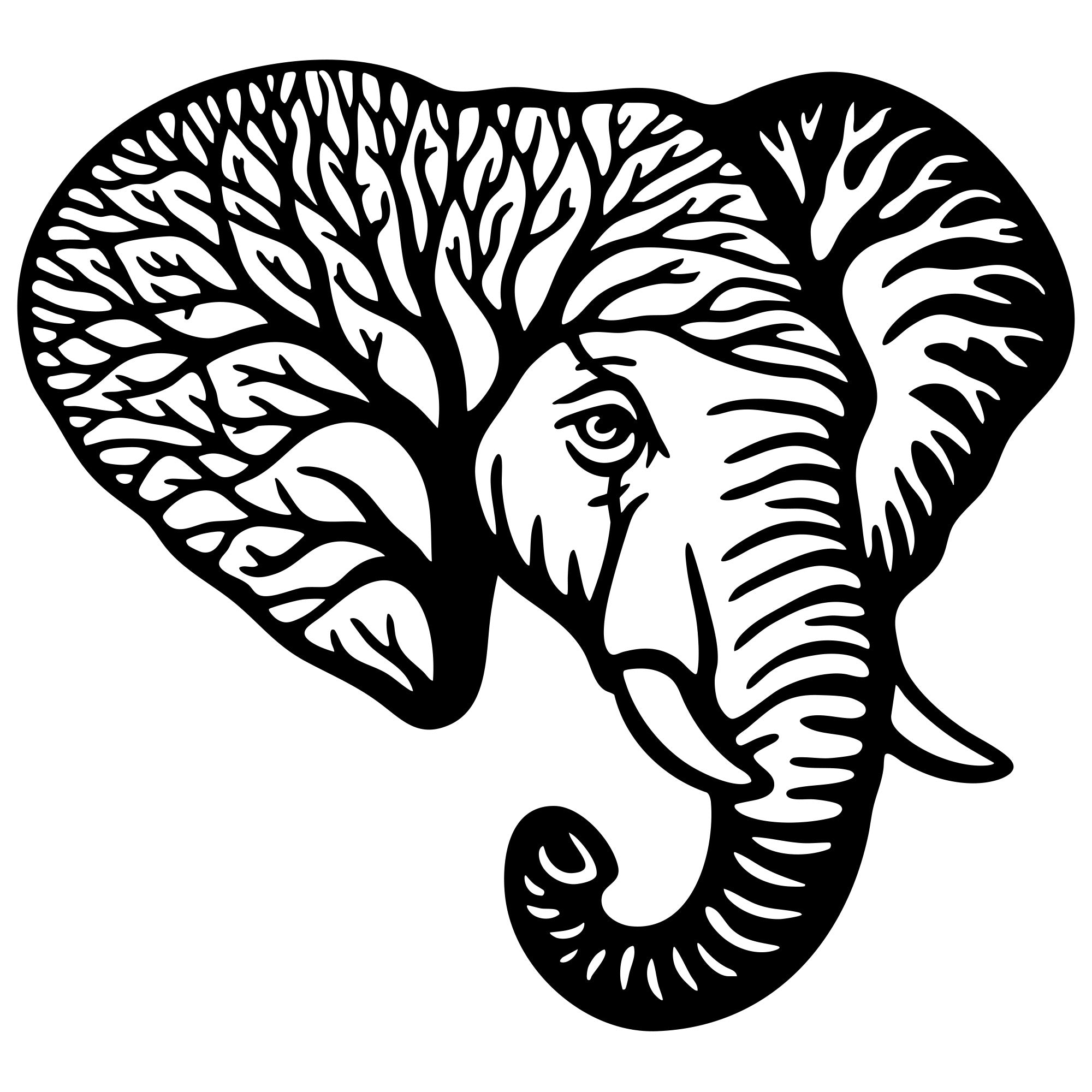 Elephant Tree Head DXF File – CNC Cutting Design | AWELEPHANT16
