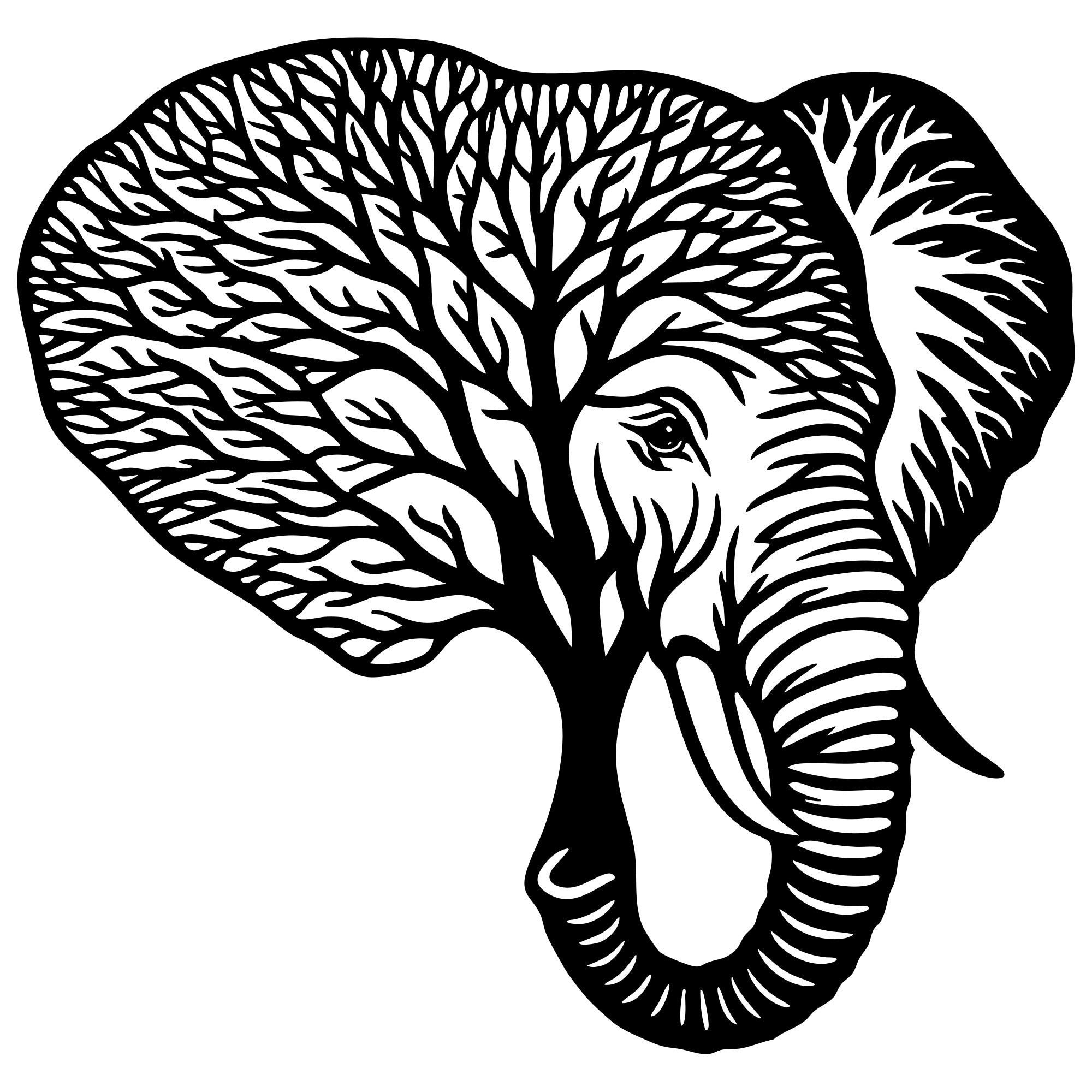 Elephant Tree Head DXF File – CNC Cutting Design | AWELEPHANT18