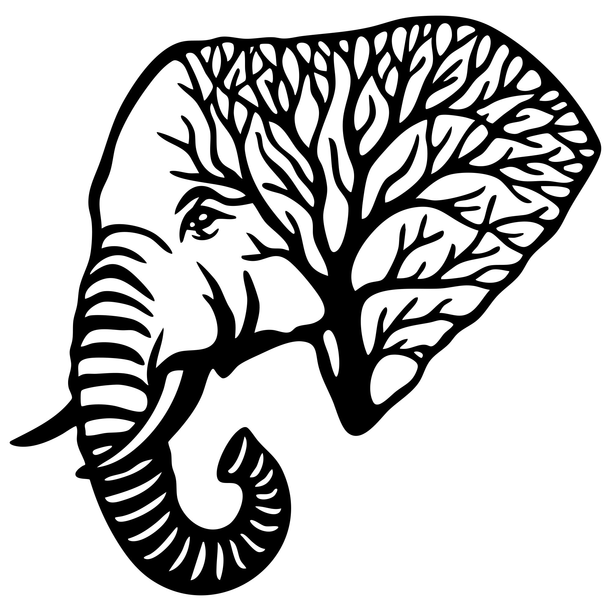 Elephant Tree Head DXF File – CNC Cutting Design | AWELEPHANT19