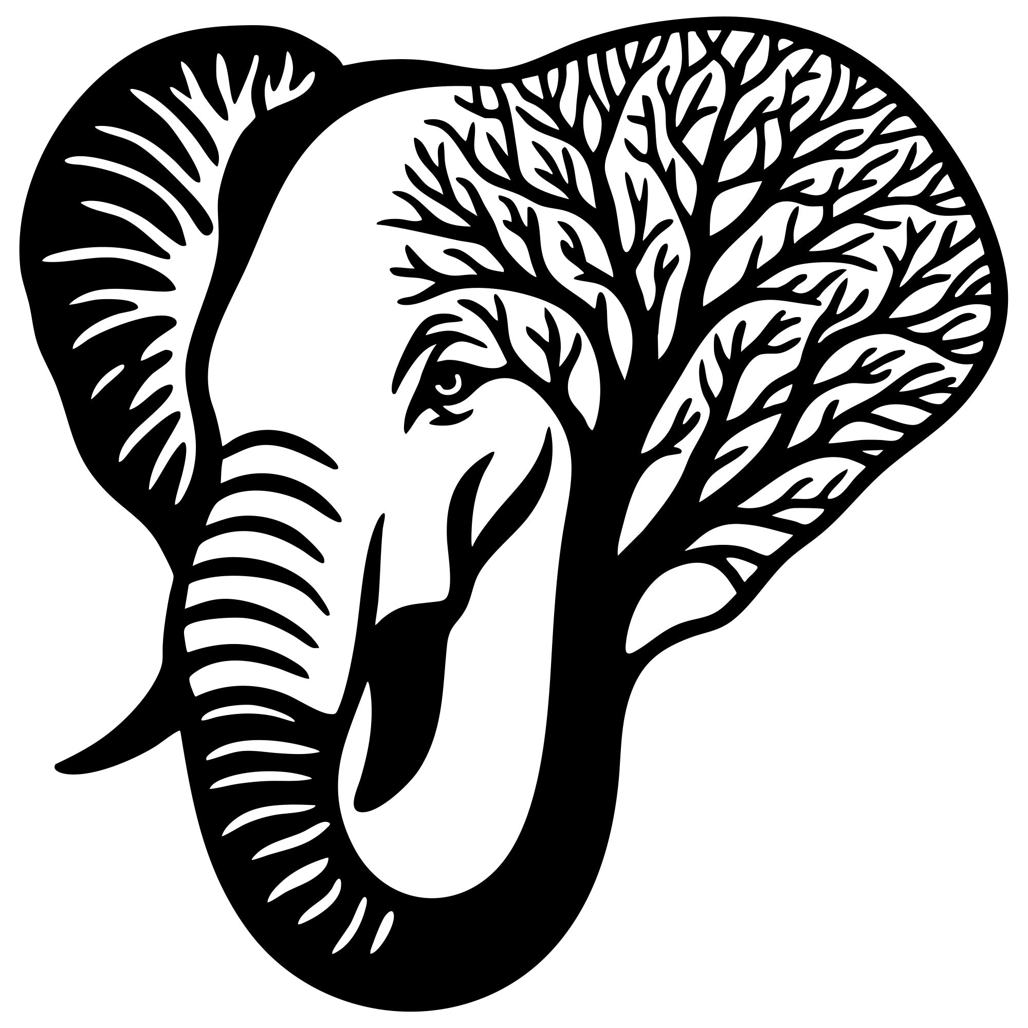 Elephant Tree Head DXF File – CNC Cutting Design | AWELEPHANT22