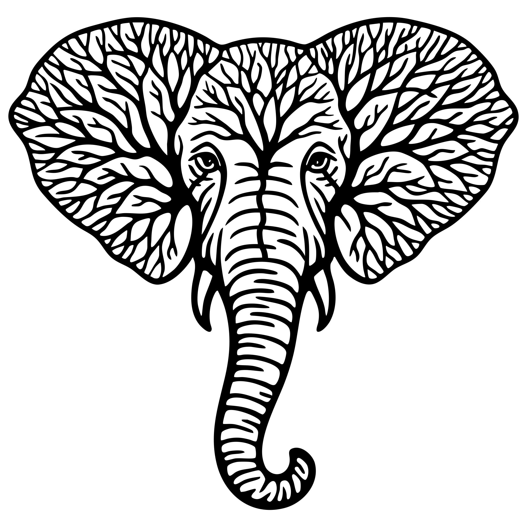 Elephant Tree Head DXF File – CNC Cutting Design | AWELEPHANT23