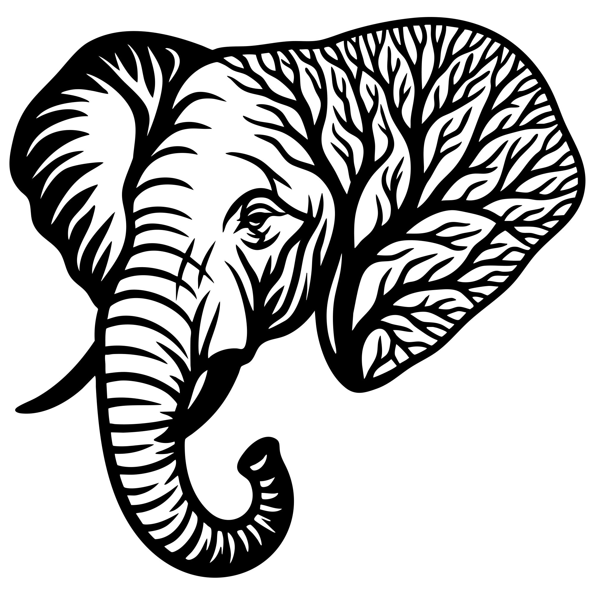 Elephant Tree Head DXF File – CNC Cutting Design | AWELEPHANT27