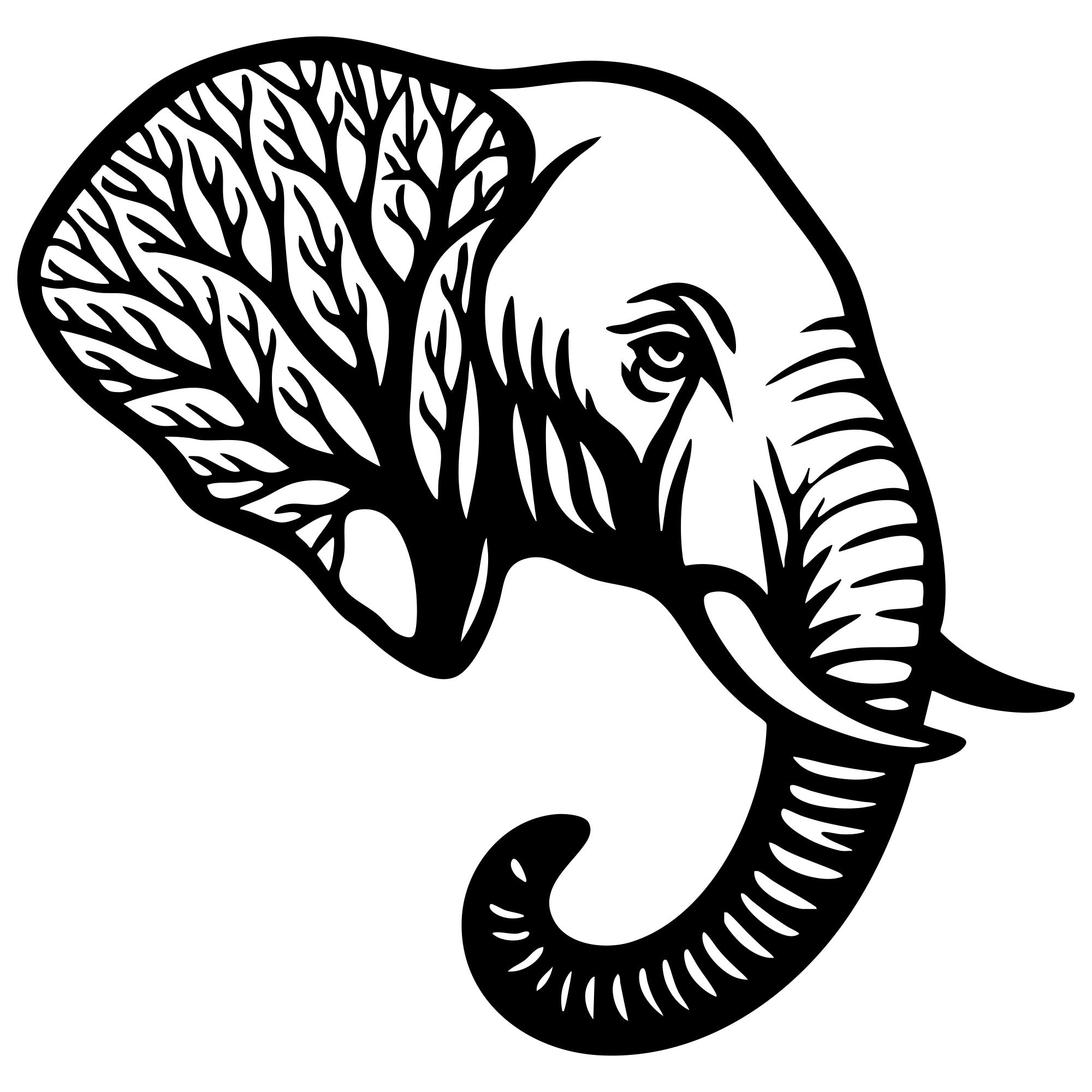Elephant Tree Head DXF File – CNC Cutting Design | AWELEPHANT28