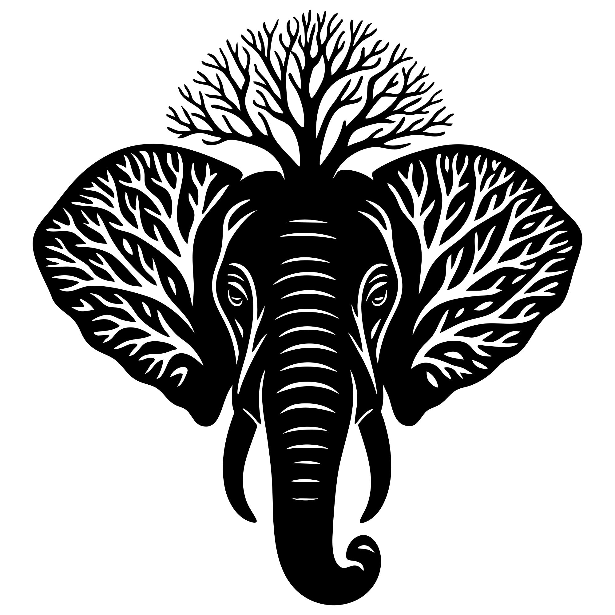 Elephant Tree Head DXF File – CNC Cutting Design | AWELEPHANT3