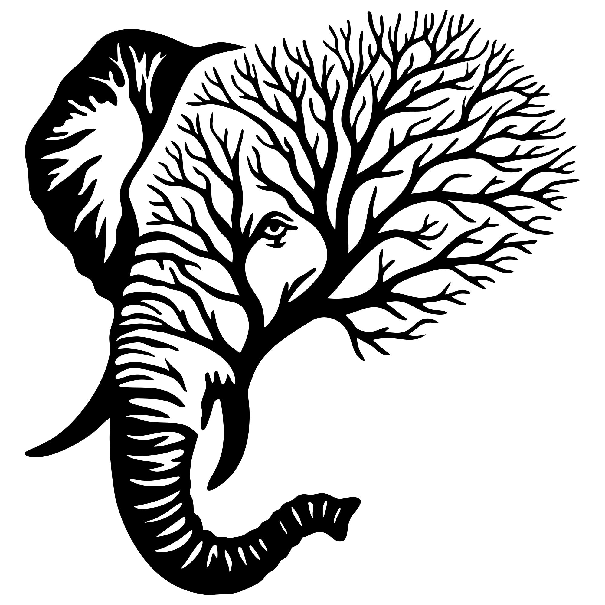 Elephant Tree Head DXF File – CNC Cutting Design | AWELEPHANT30