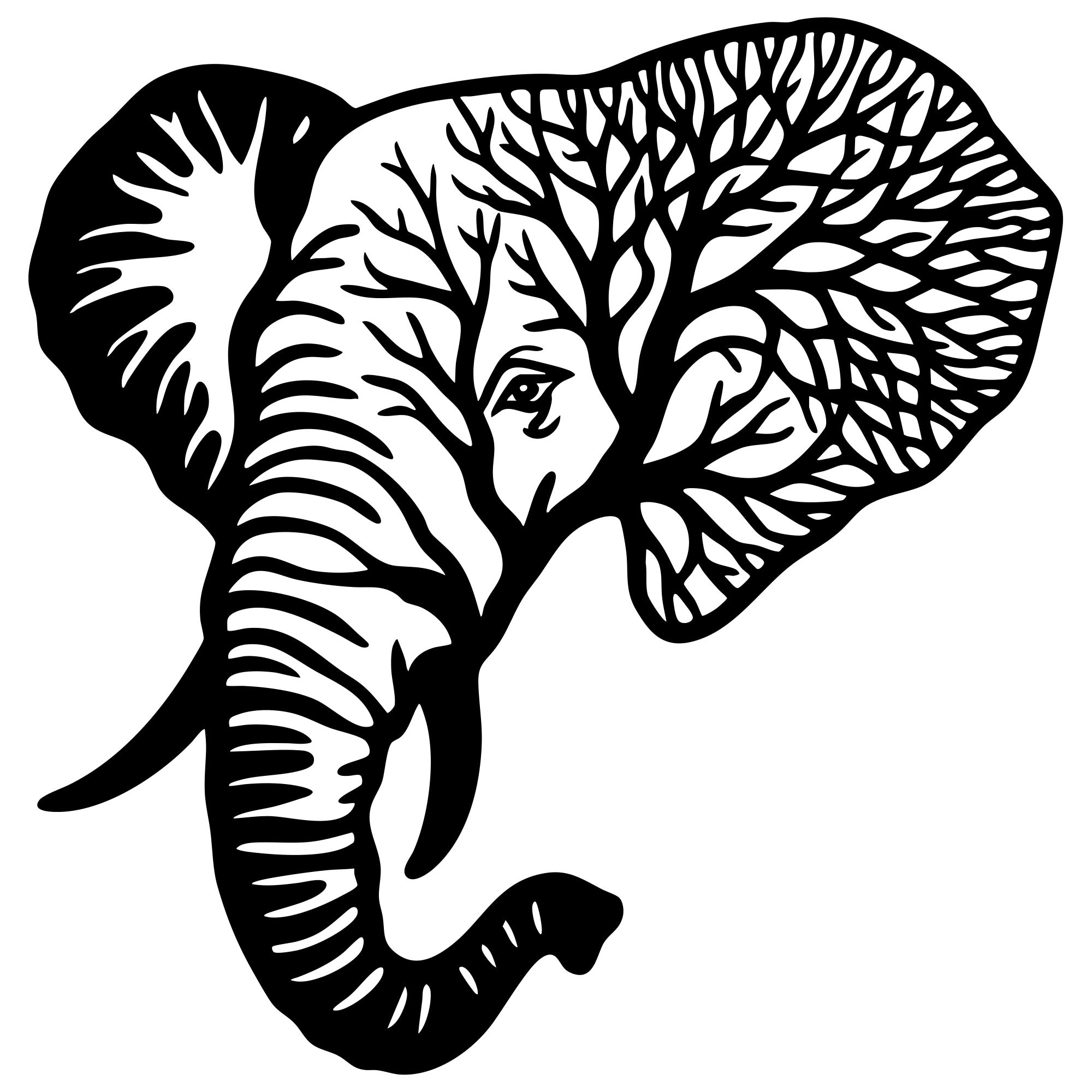 Elephant Tree Head DXF File – CNC Cutting Design | AWELEPHANT32