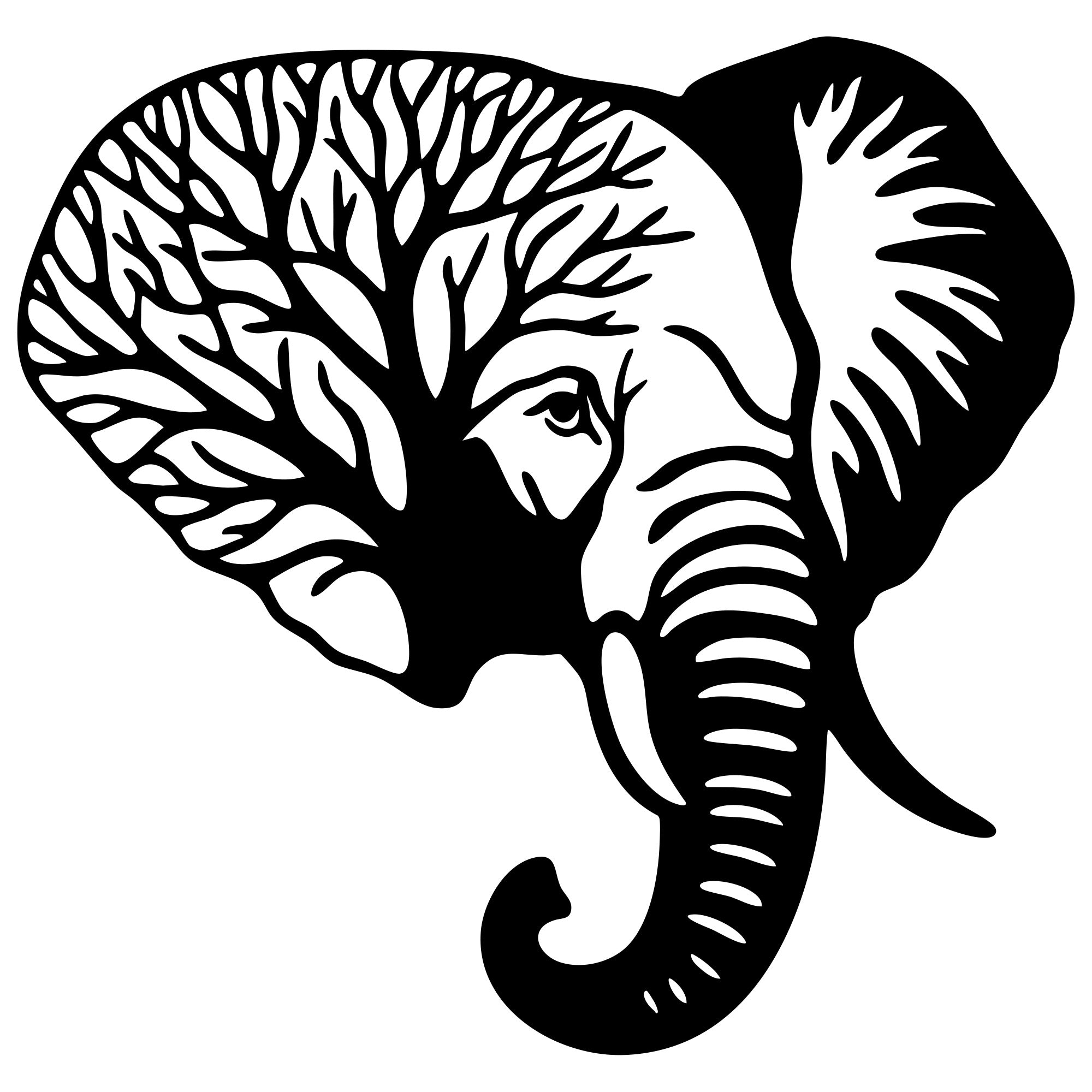 Elephant Tree Head DXF File – CNC Cutting Design | AWELEPHANT36