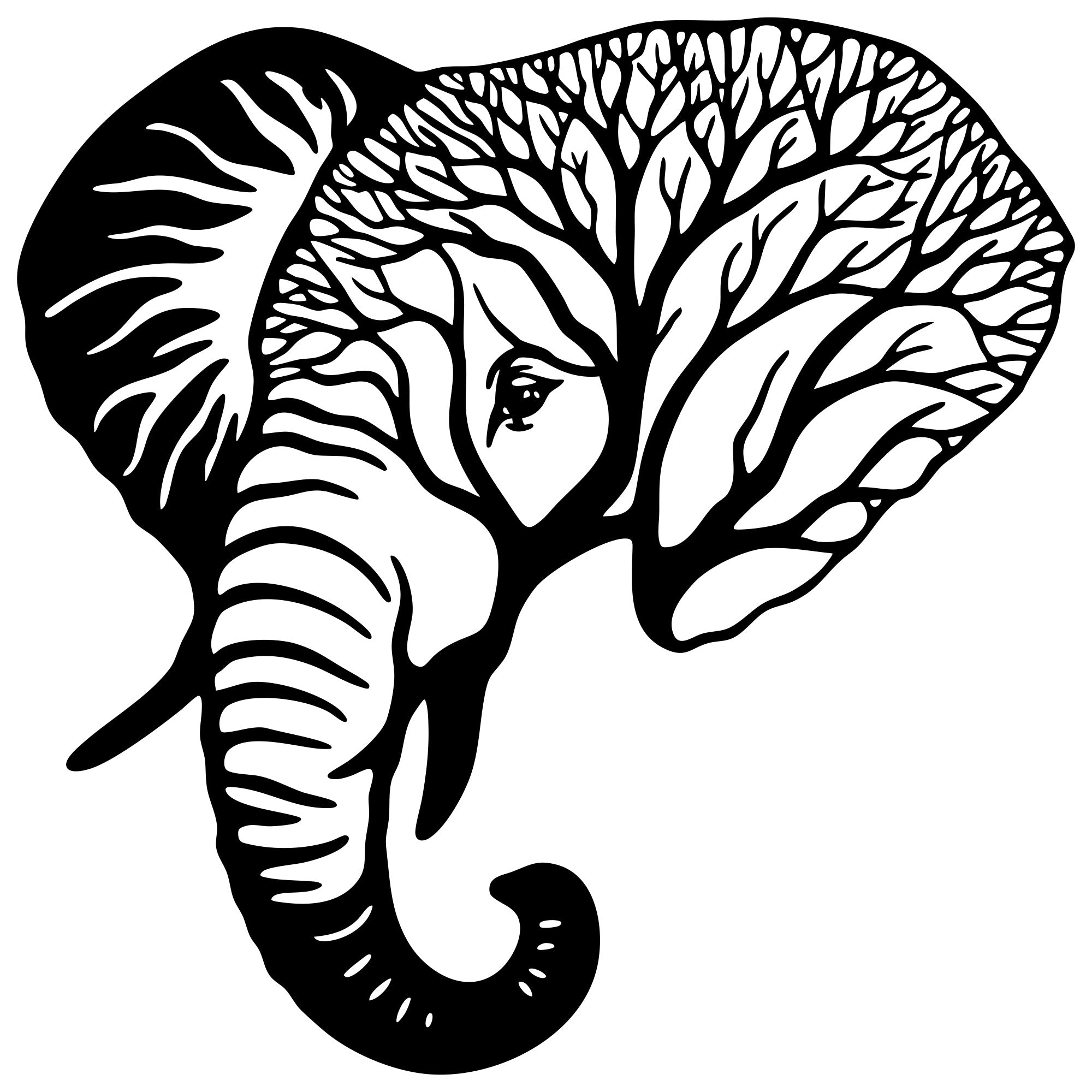 Elephant Tree Head DXF File – CNC Cutting Design | AWELEPHANT37