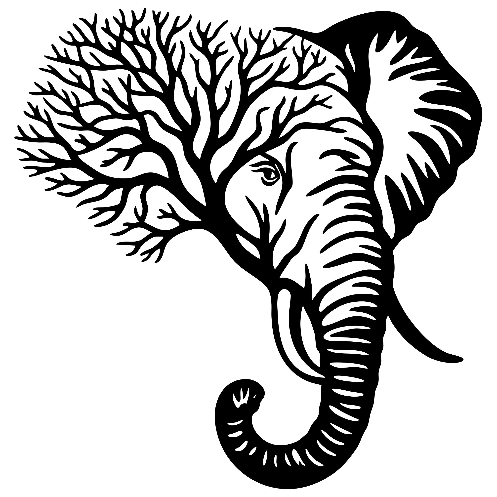 Elephant Tree Head DXF File – CNC Cutting Design | AWELEPHANT38
