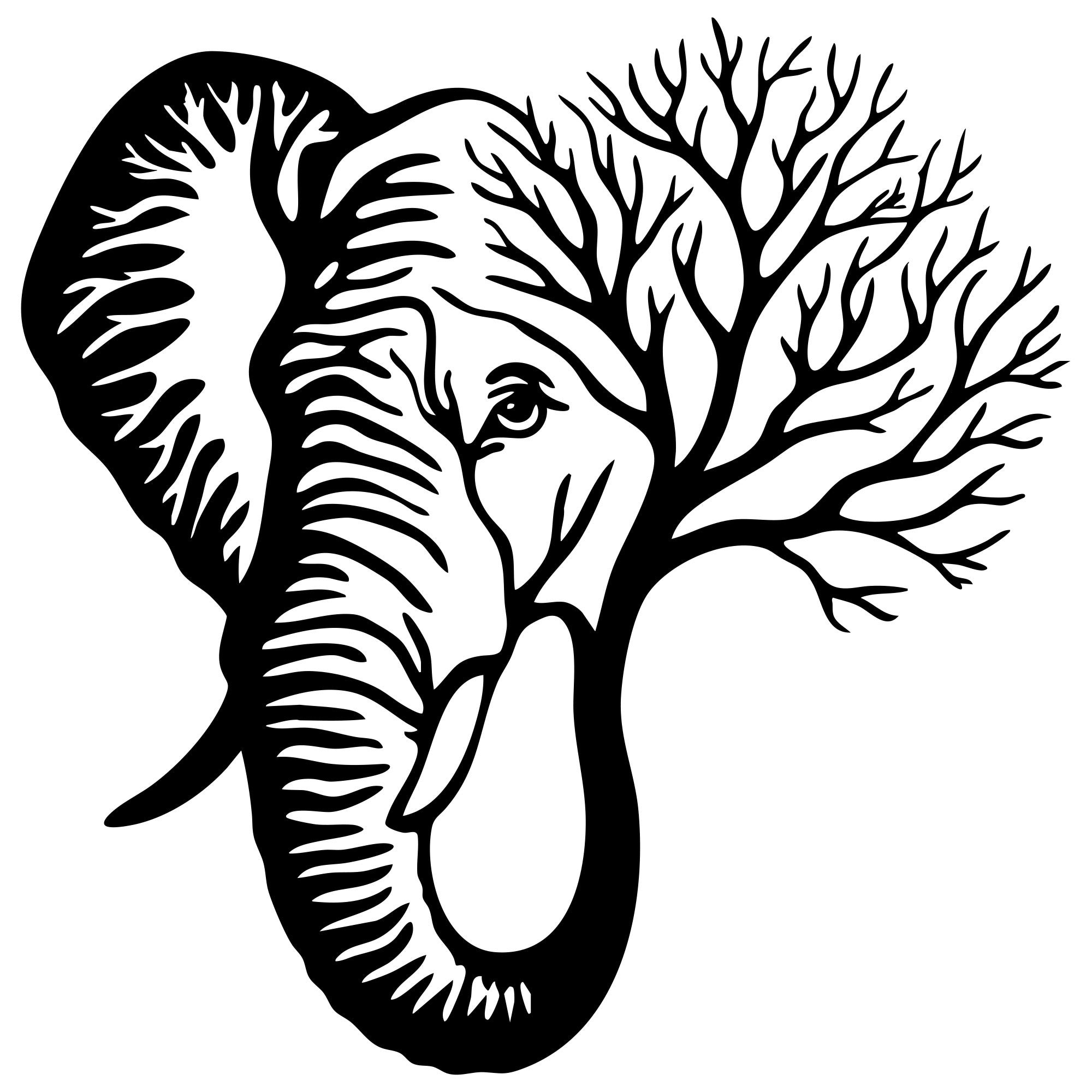 Elephant Tree Head DXF File – CNC Cutting Design | AWELEPHANT39