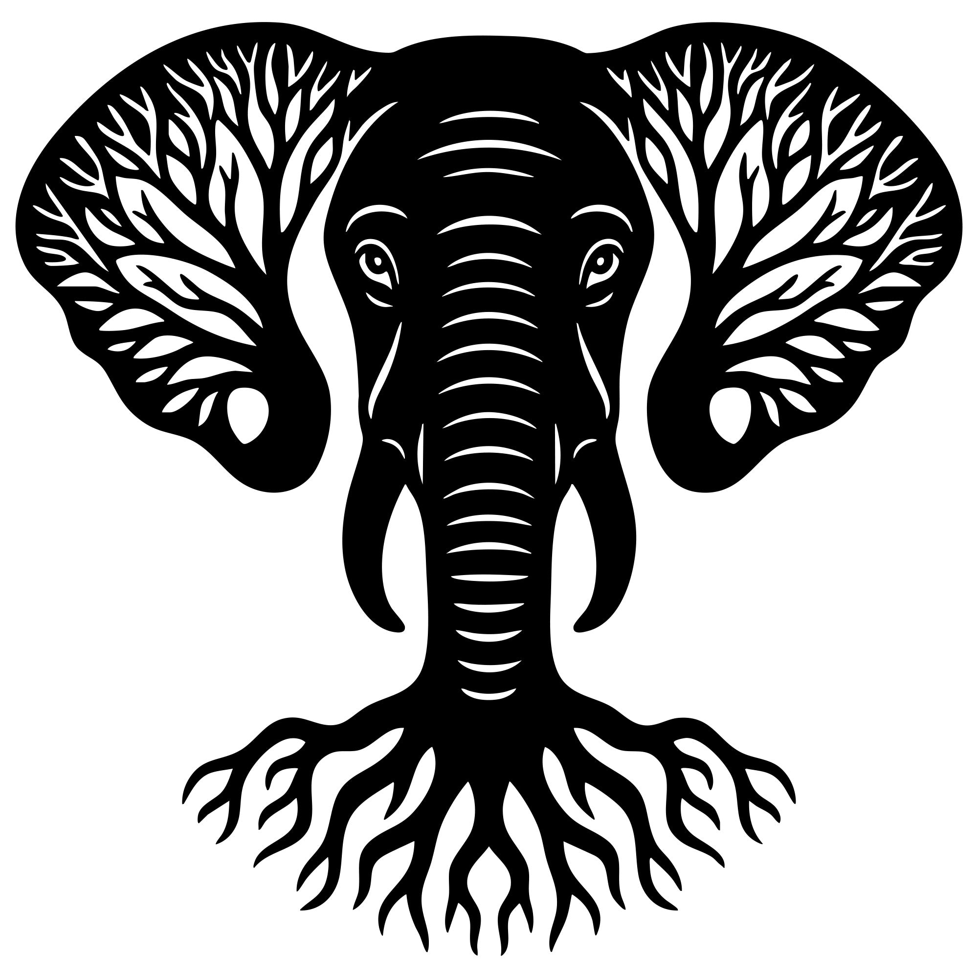 Elephant Tree Head DXF File – CNC Cutting Design | AWELEPHANT4