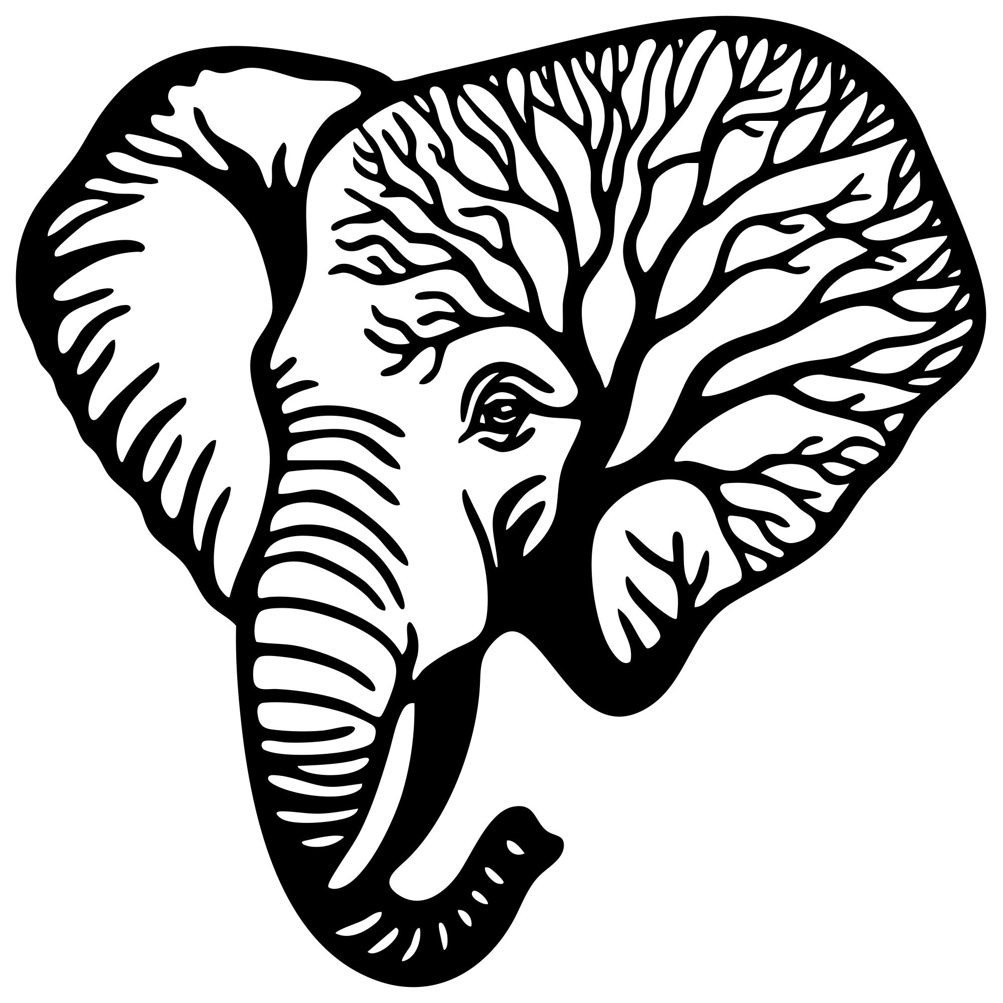Elephant Tree Head DXF File – CNC Cutting Design | AWELEPHANT42