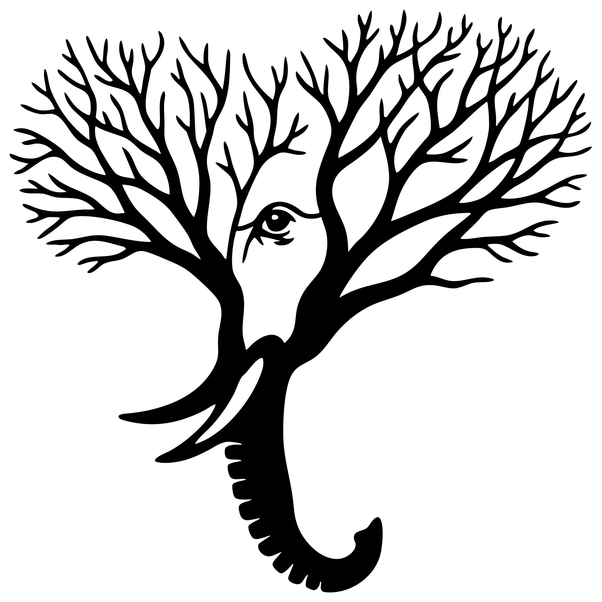 Elephant Tree Head DXF File – CNC Cutting Design | AWELEPHANT43