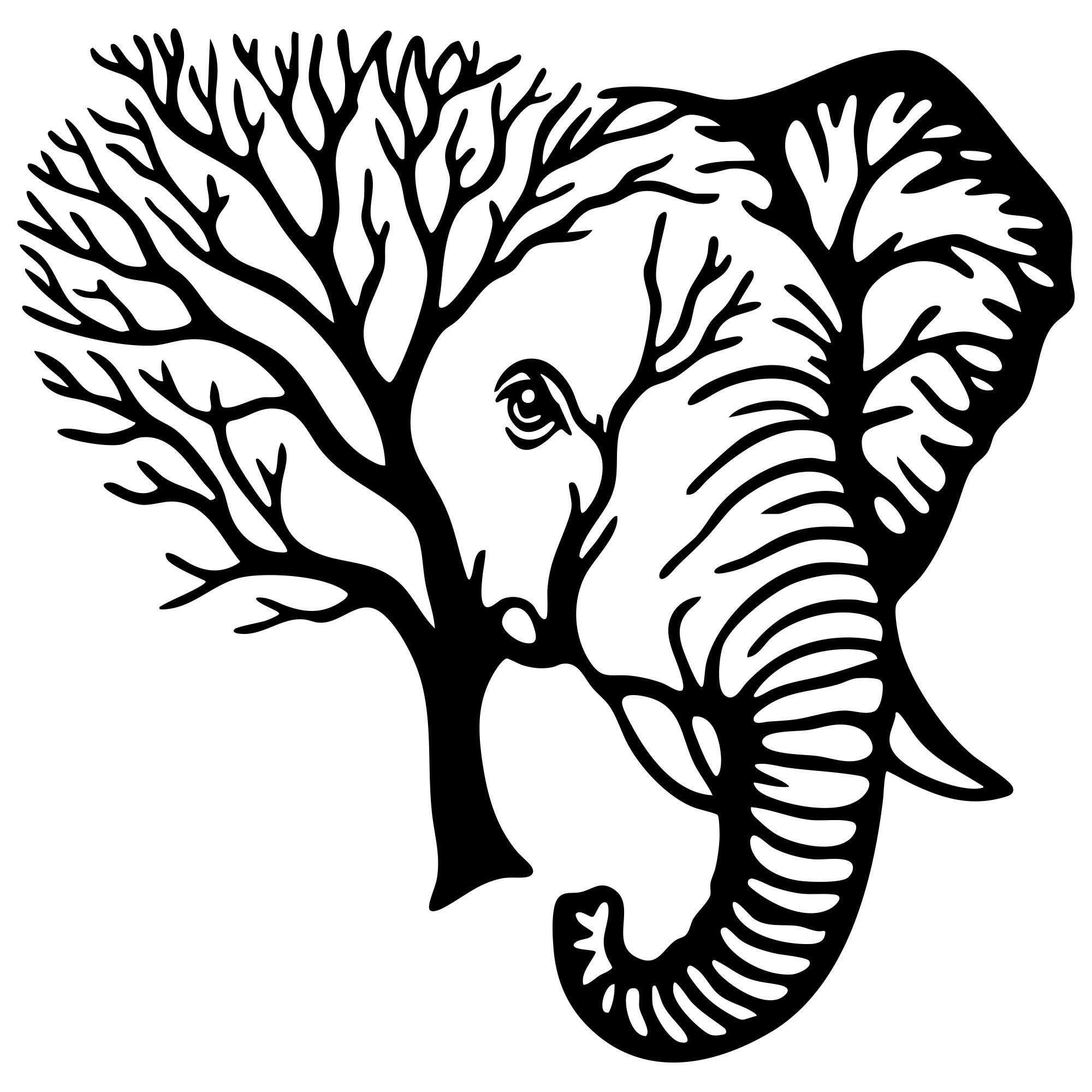 Elephant Tree Head DXF File – CNC Cutting Design | AWELEPHANT44