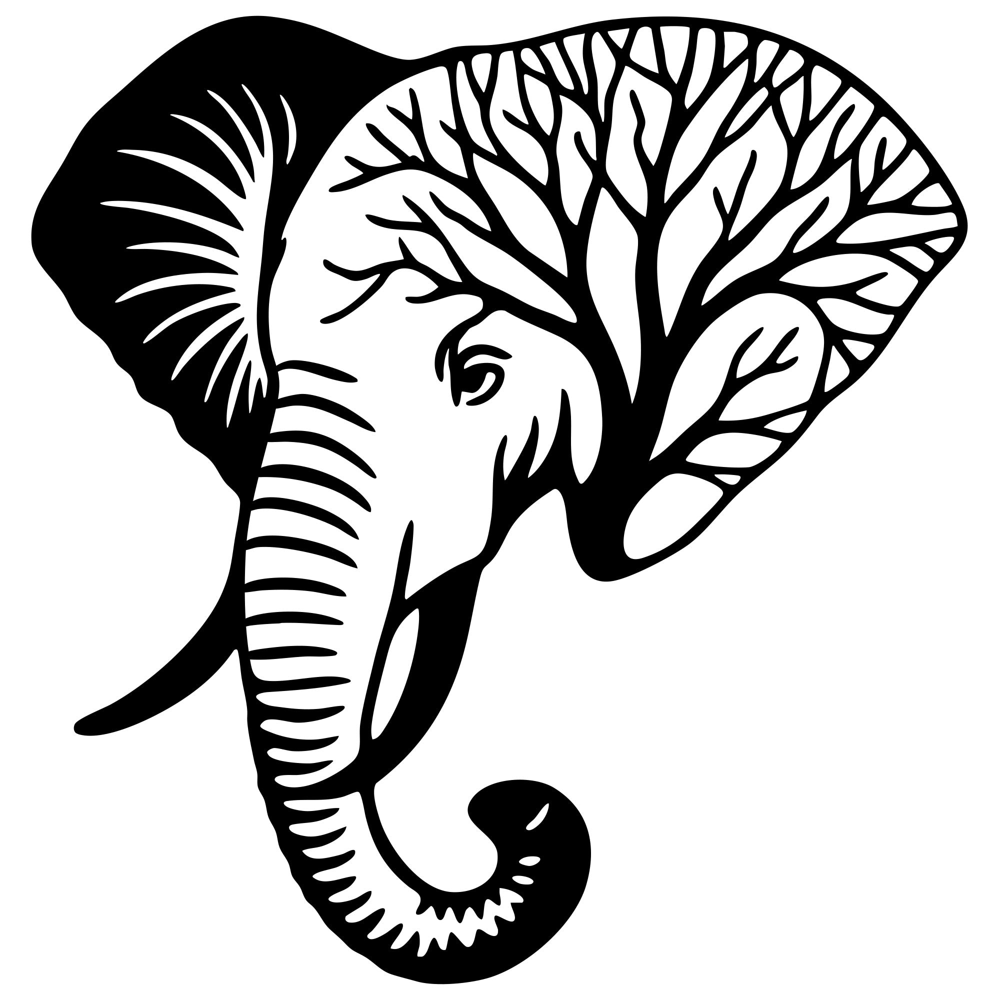 Elephant Tree Head DXF File – CNC Cutting Design | AWELEPHANT45