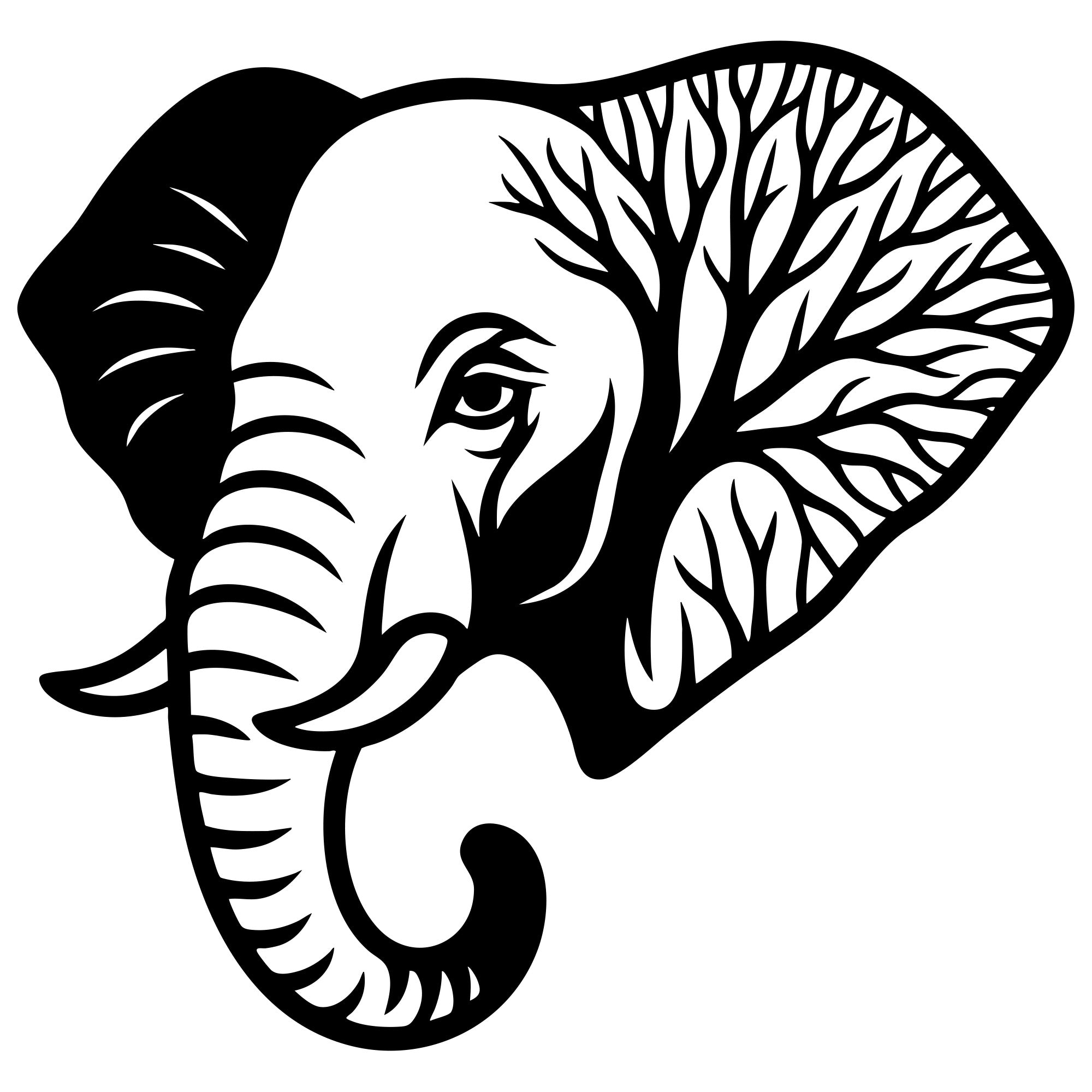 Elephant Tree Head DXF File – CNC Cutting Design | AWELEPHANT50