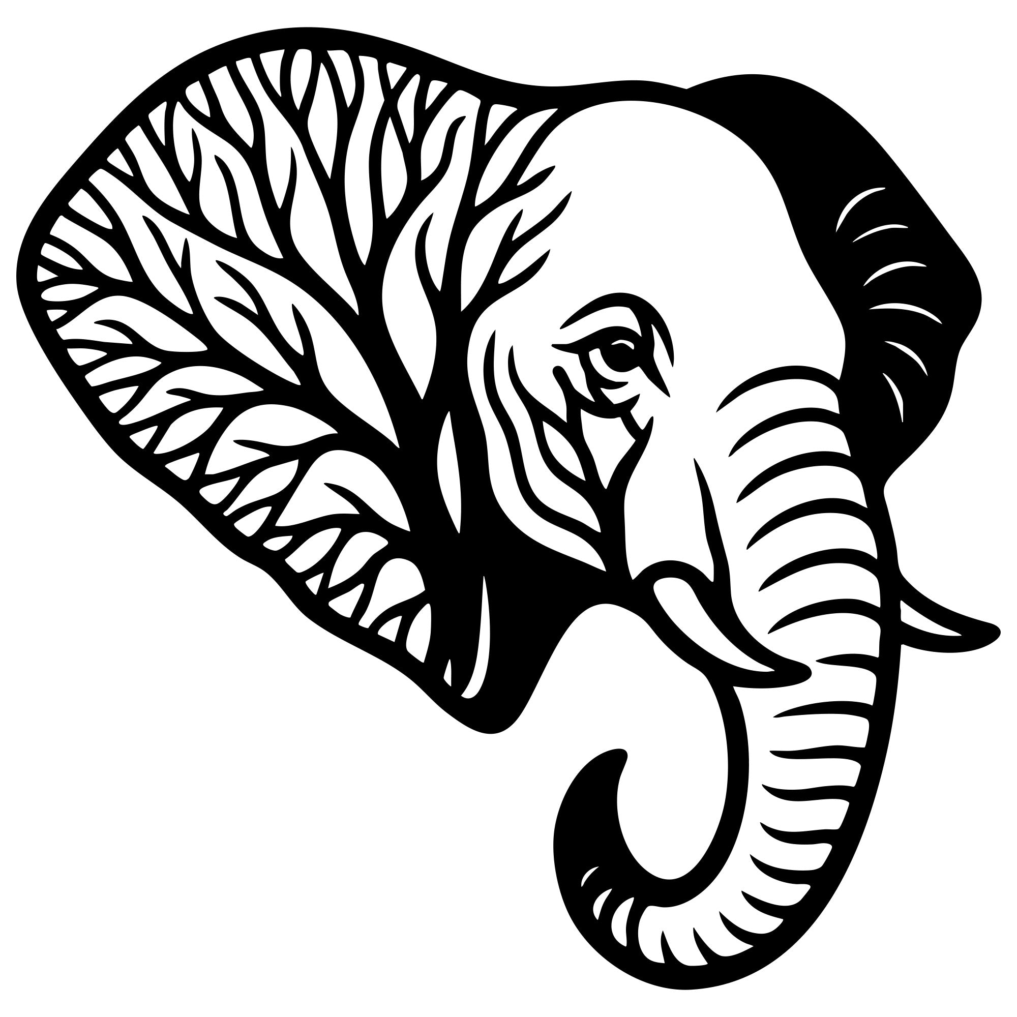 Elephant Tree Head DXF File – CNC Cutting Design | AWELEPHANT52