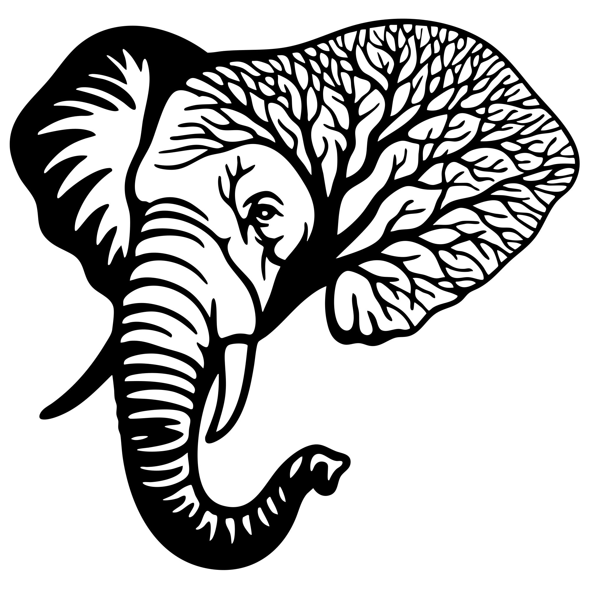 Elephant Tree Head DXF File – CNC Cutting Design | AWELEPHANT53