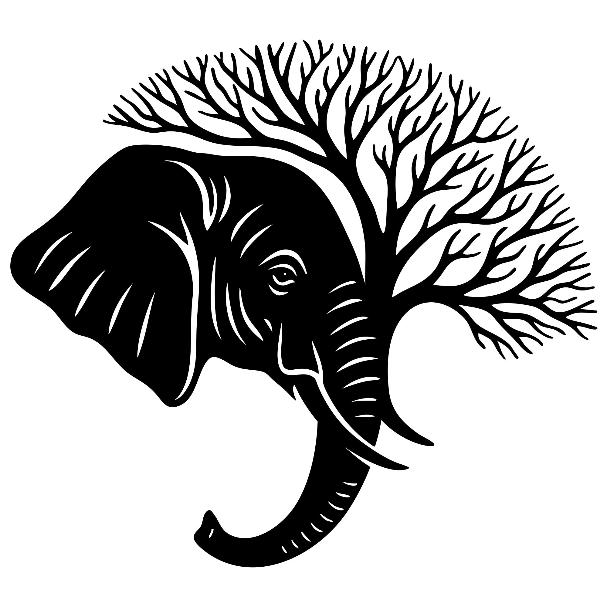 Elephant Tree Head DXF File – CNC Cutting Design | AWELEPHANT54