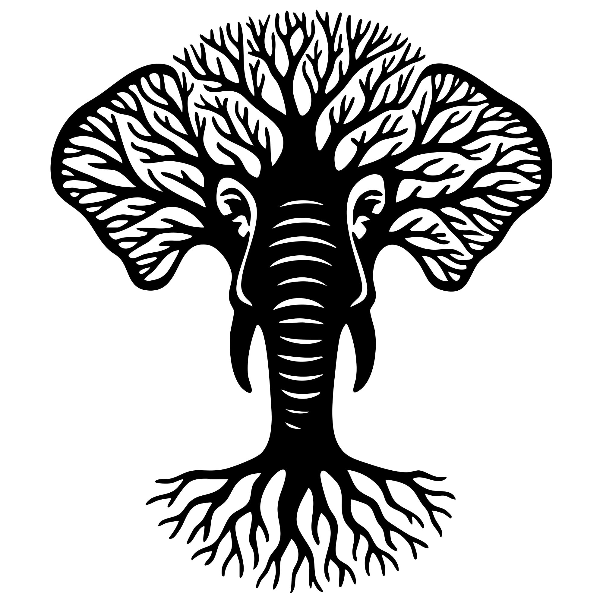 Elephant Tree Head DXF File – CNC Cutting Design | AWELEPHANT57