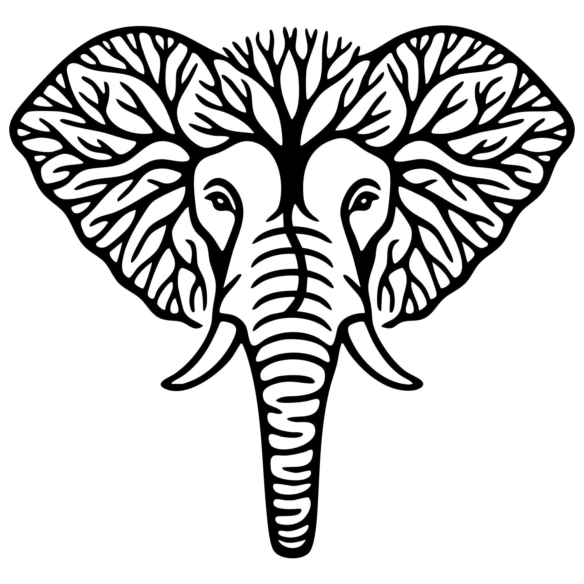 Elephant Tree Head DXF File – CNC Cutting Design | AWELEPHANT58