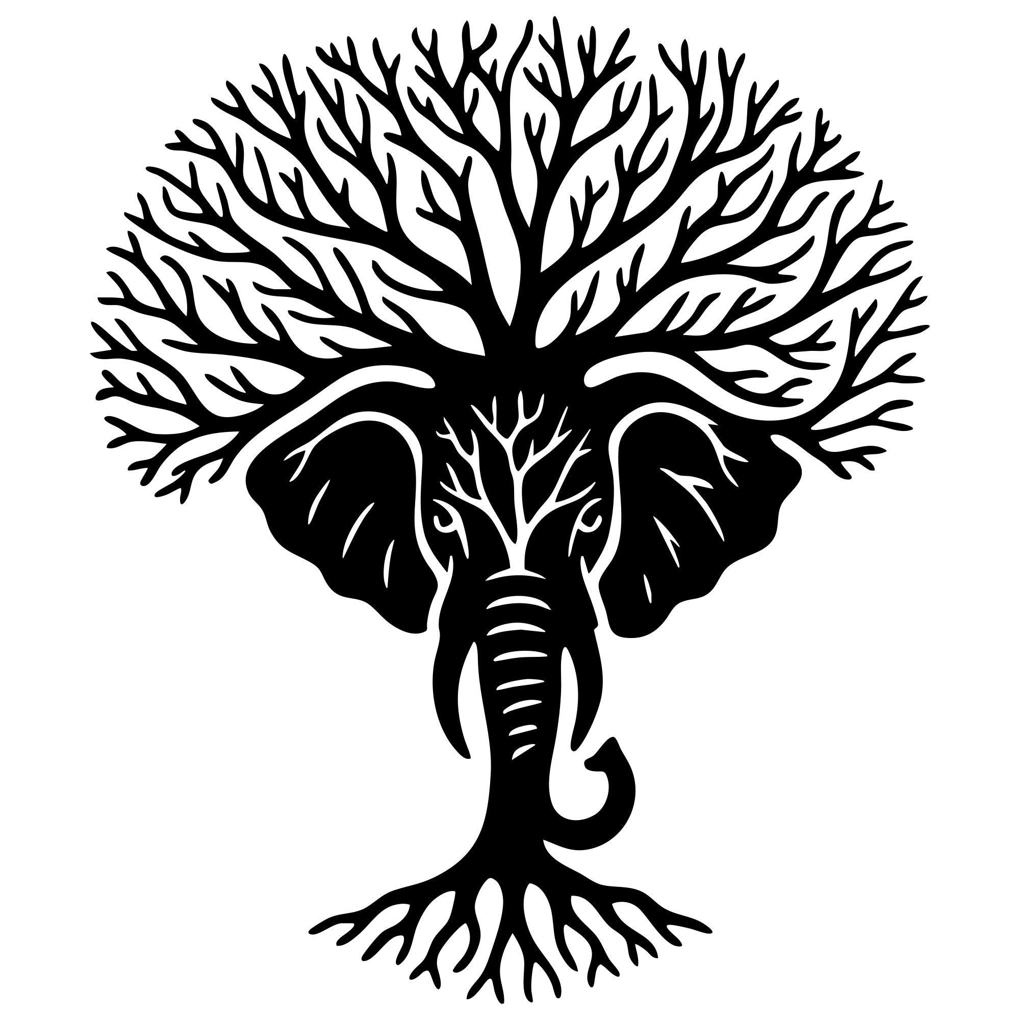 Elephant Tree Head DXF File – CNC Cutting Design | AWELEPHANT60
