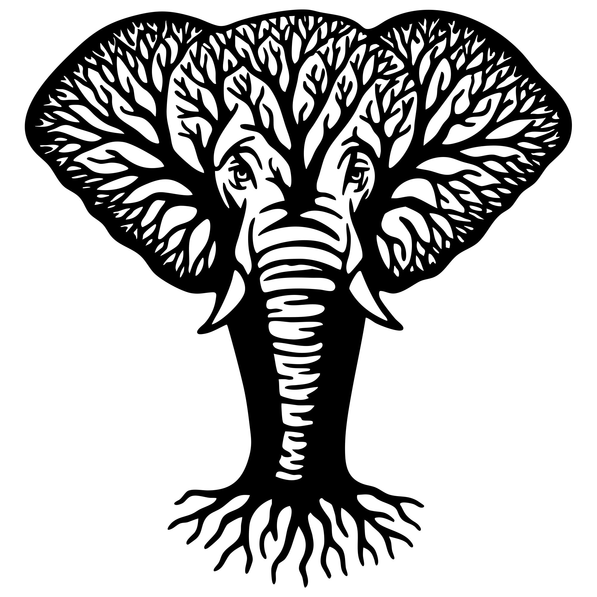 Elephant Tree Head DXF File – CNC Cutting Design | AWELEPHANT64
