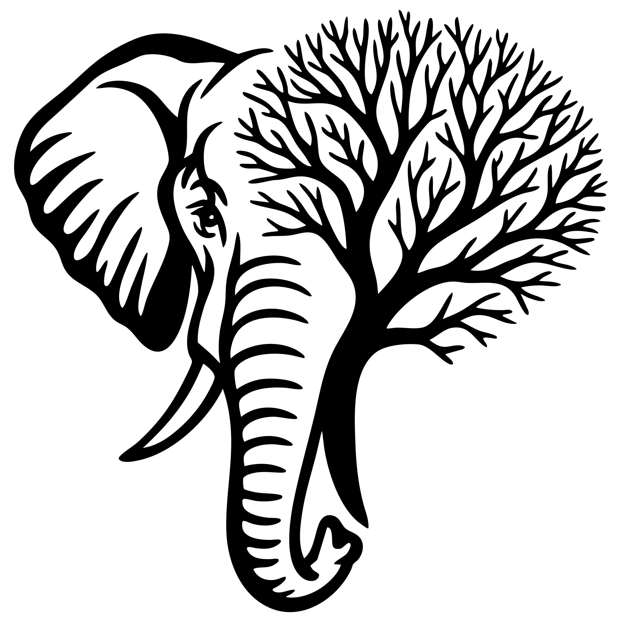 Elephant Tree Head DXF File – CNC Cutting Design | AWELEPHANT65