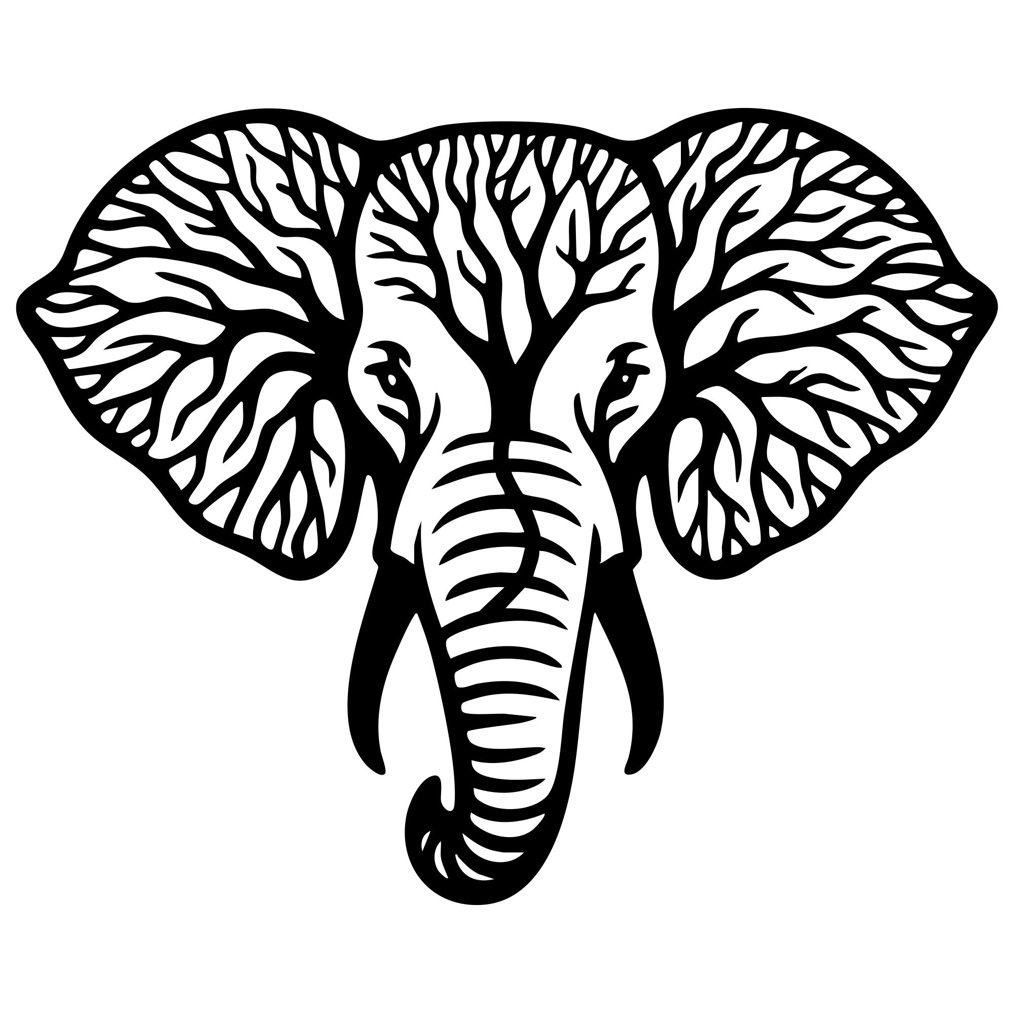 Elephant Tree Head DXF File – CNC Cutting Design | AWELEPHANT66