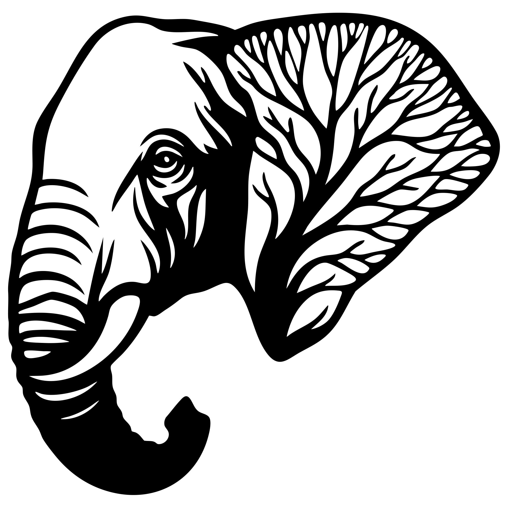 Elephant Tree Head DXF File – CNC Cutting Design | AWELEPHANT68
