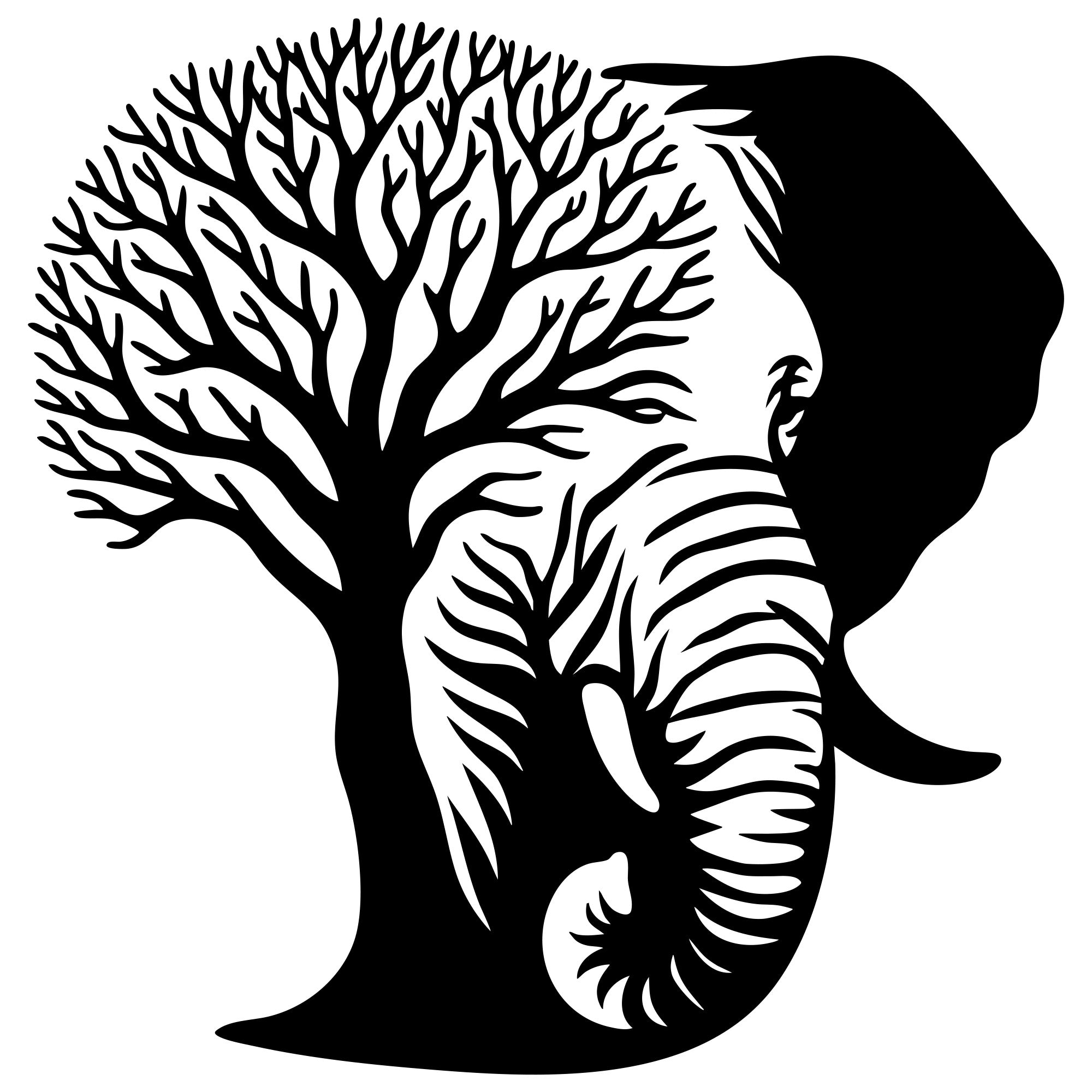 Elephant Tree Head DXF File – CNC Cutting Design | AWELEPHANT7
