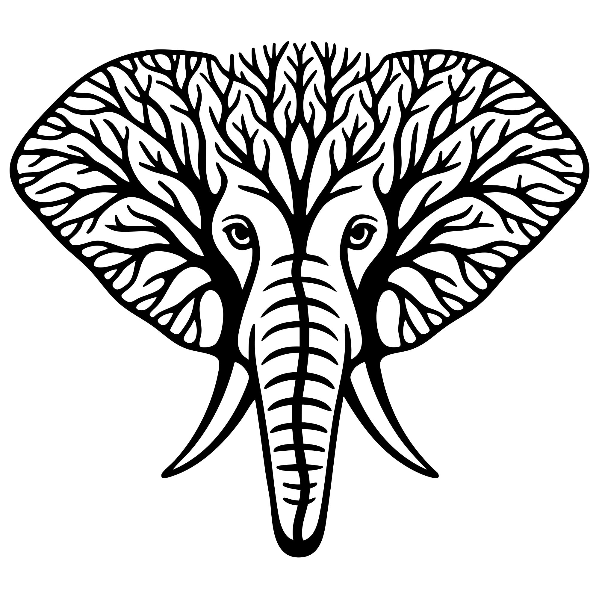 Elephant Tree Head DXF File – CNC Cutting Design | AWELEPHANT70