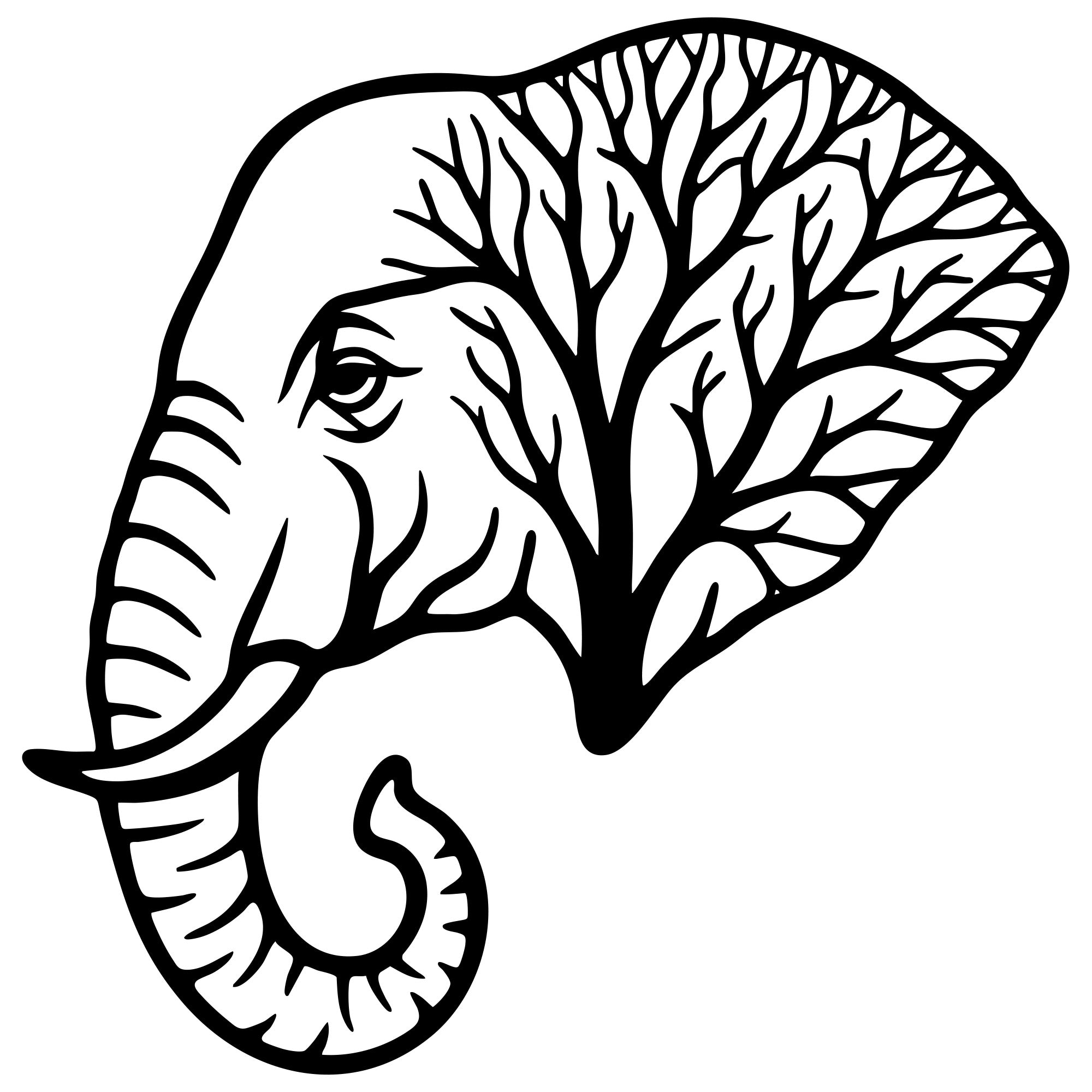 Elephant Tree Head DXF File – CNC Cutting Design | AWELEPHANT71