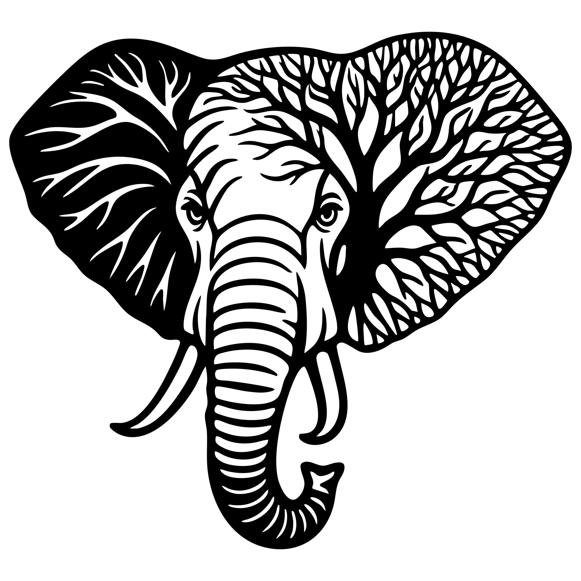 Elephant Tree Head DXF File – CNC Cutting Design | AWELEPHANT72