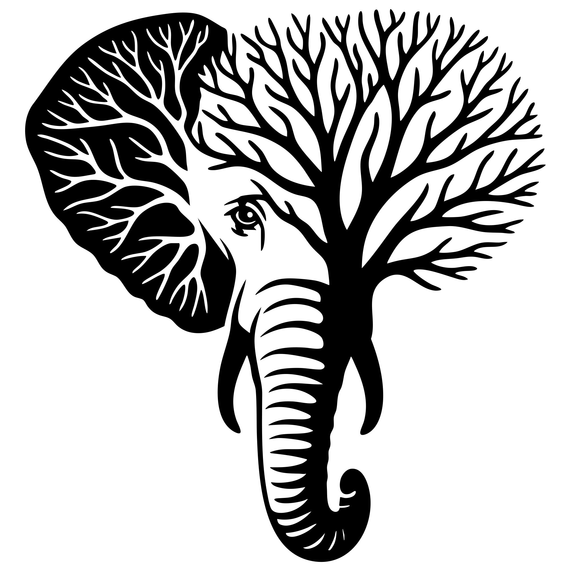 Elephant Tree Head DXF File – CNC Cutting Design | AWELEPHANT73