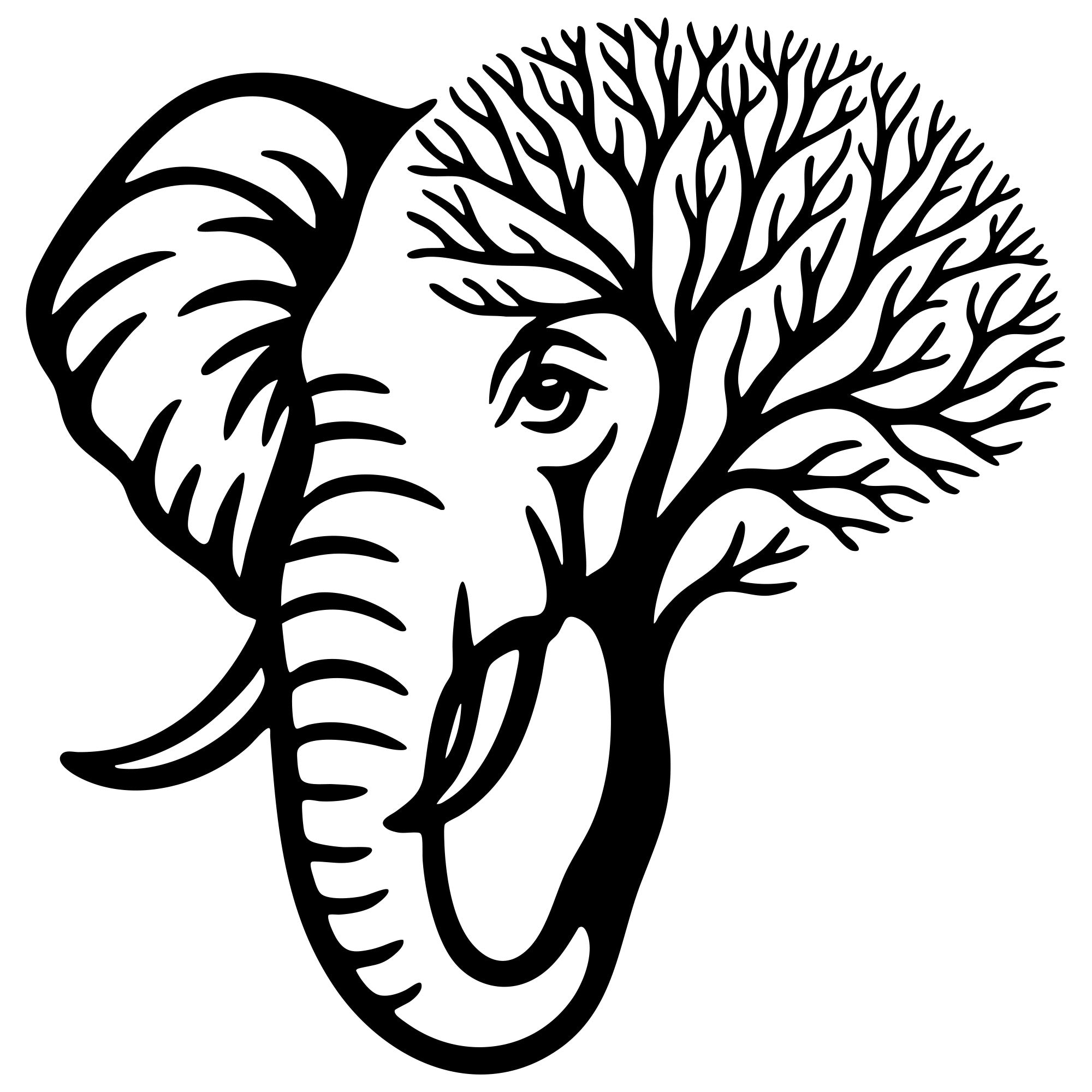 Elephant Tree Head DXF File – CNC Cutting Design | AWELEPHANT74