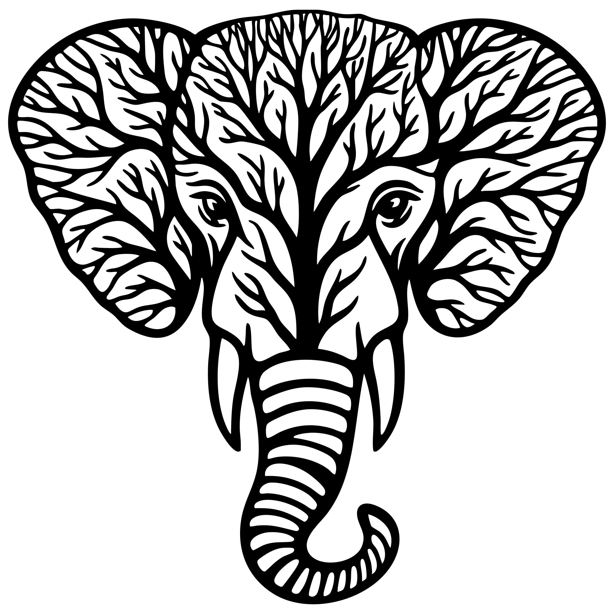 Elephant Tree Head DXF File – CNC Cutting Design | AWELEPHANT75