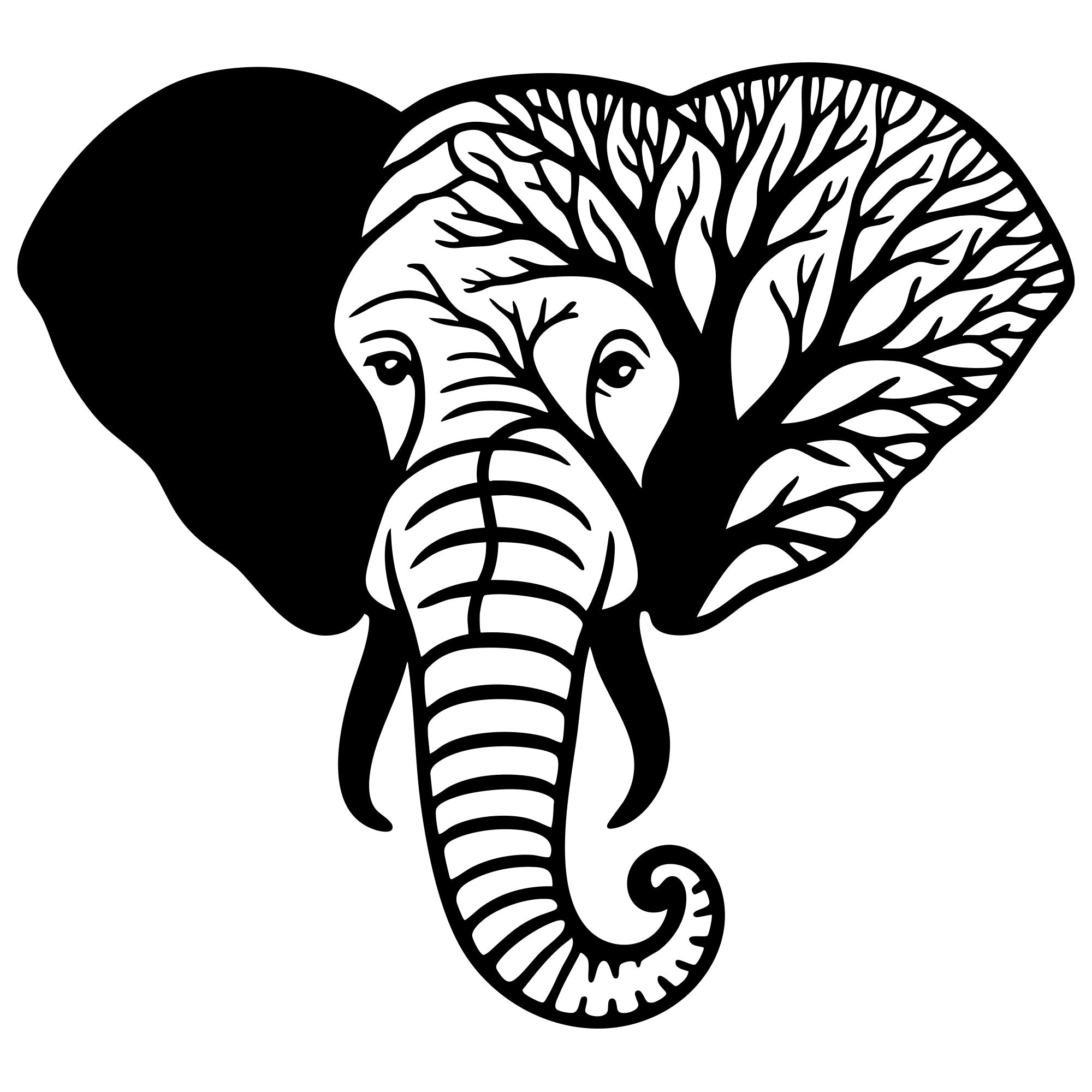 Elephant Tree Head DXF File – CNC Cutting Design | AWELEPHANT77