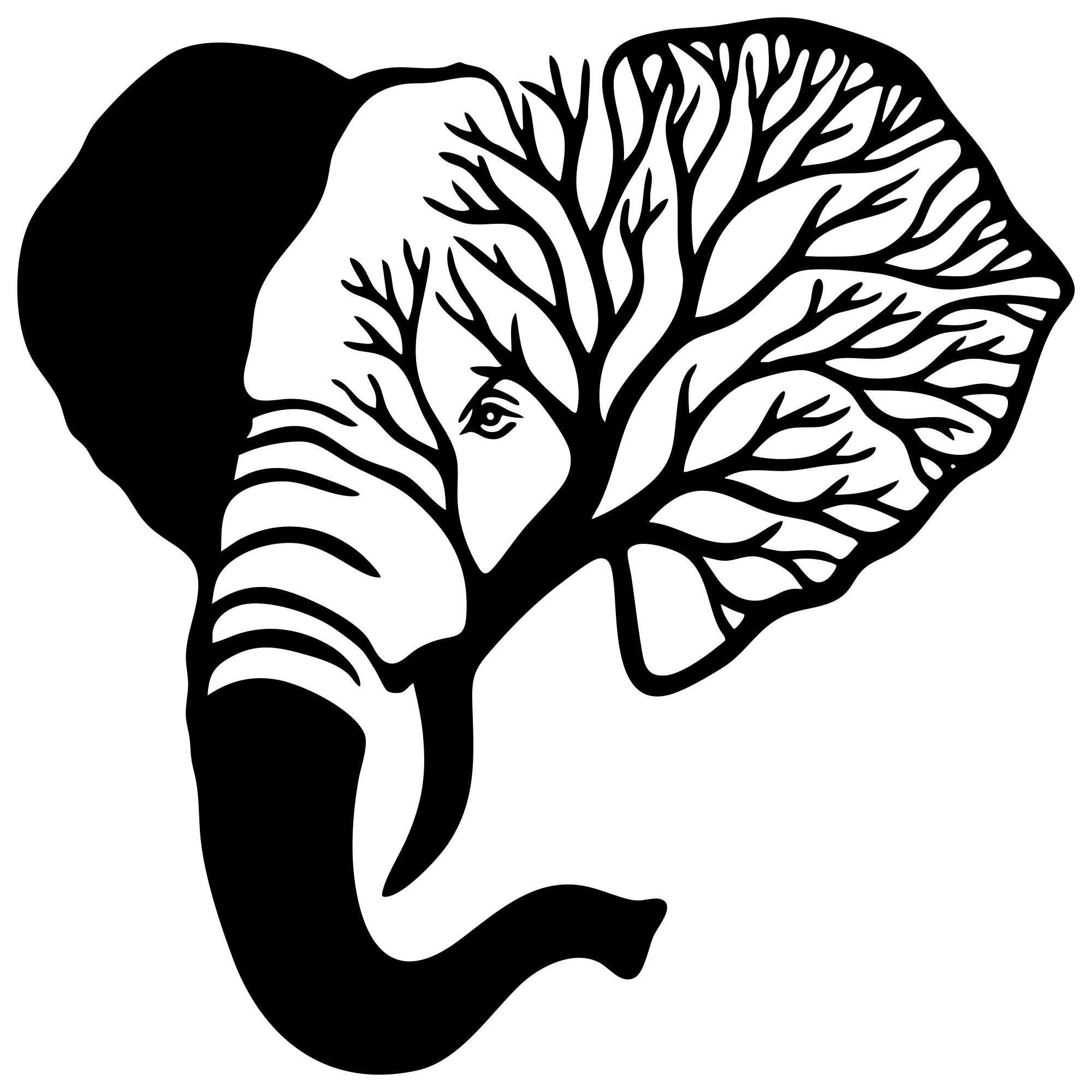 Elephant Tree Head DXF File – CNC Cutting Design | AWELEPHANT78