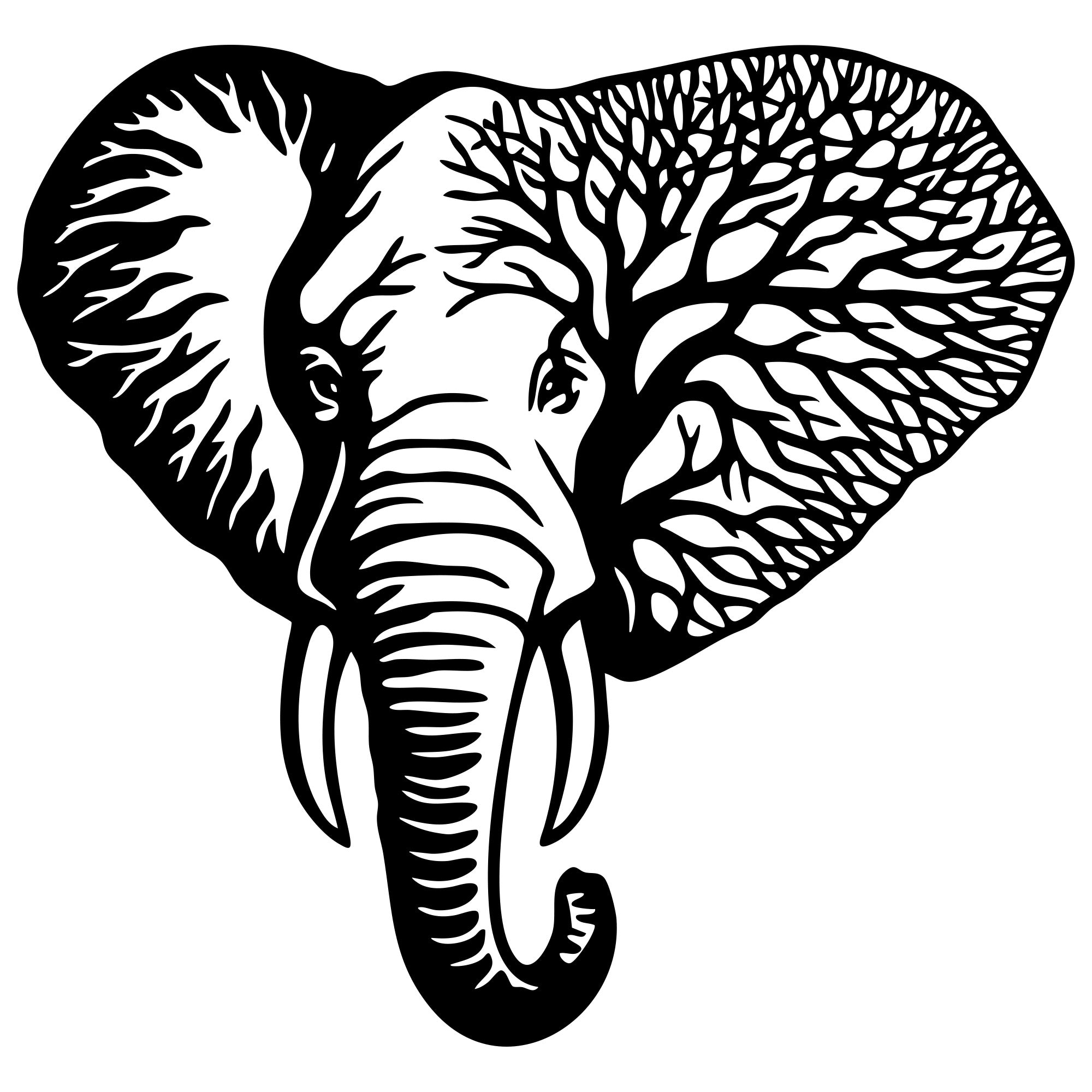 Elephant Tree Head DXF File – CNC Cutting Design | AWELEPHANT79