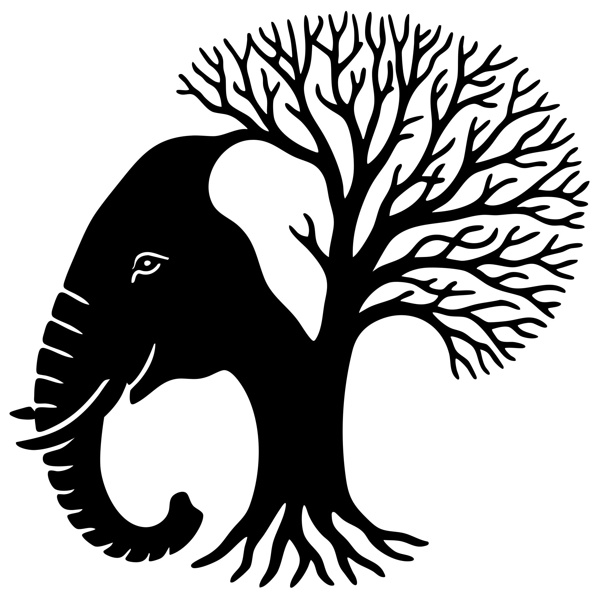 Elephant Tree Head DXF File – CNC Cutting Design | AWELEPHANT8